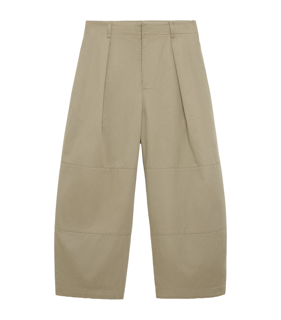 LOEWE Womens Cotton Utility Cropped Trousers Light Sage Image 1
