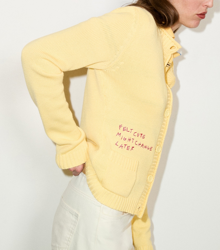 MAX&Co. Womens Embroidered Cardigan Yellow Image 5