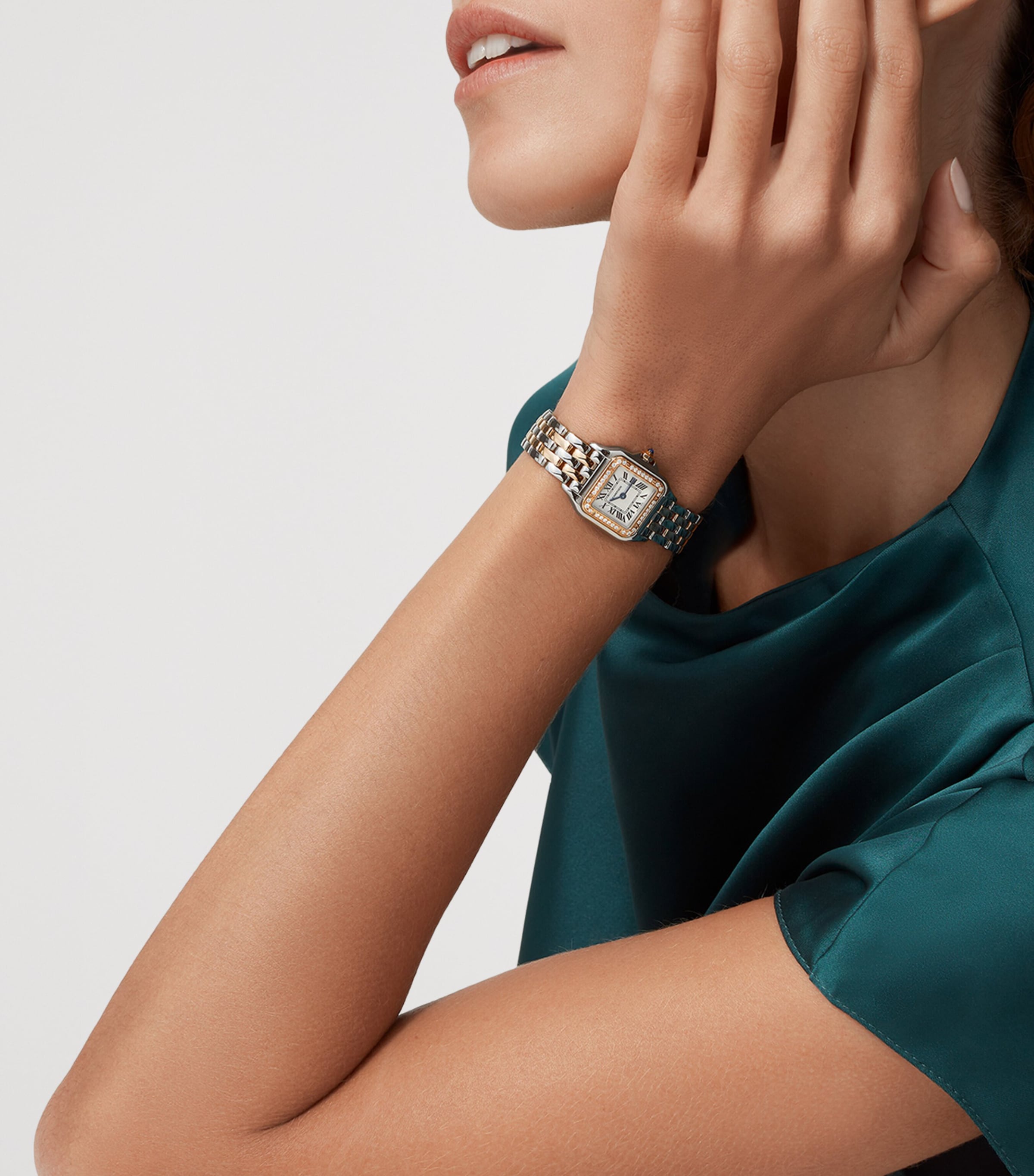 Small Rose Gold and Diamond Panthère de Cartier Watch 20mm SILVER Image 9