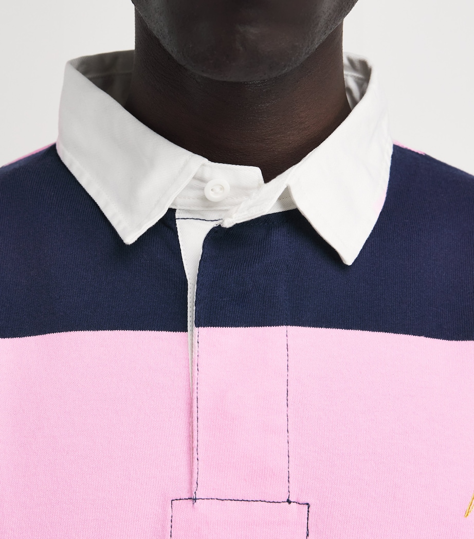 Polo Ralph Lauren Mens Cotton Stripe Rugby Shirt Carmel Pnk/nport Nvy Image 3