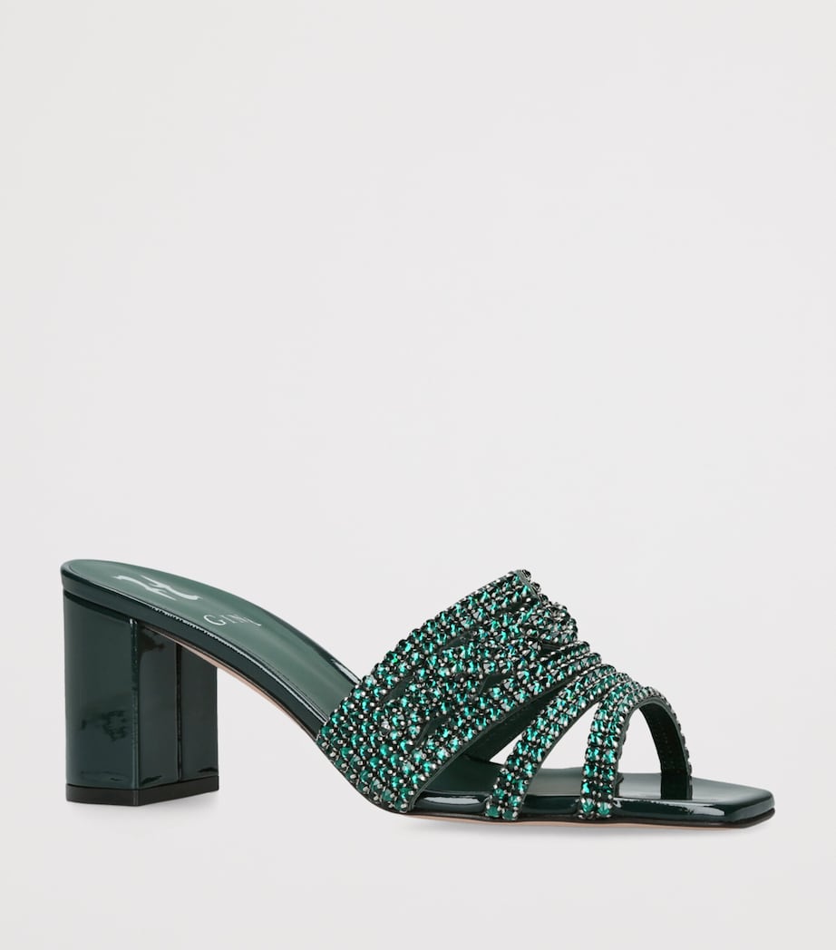 Gina Patent Leather Embellished Maine Mules 70 Dark Green Image 3