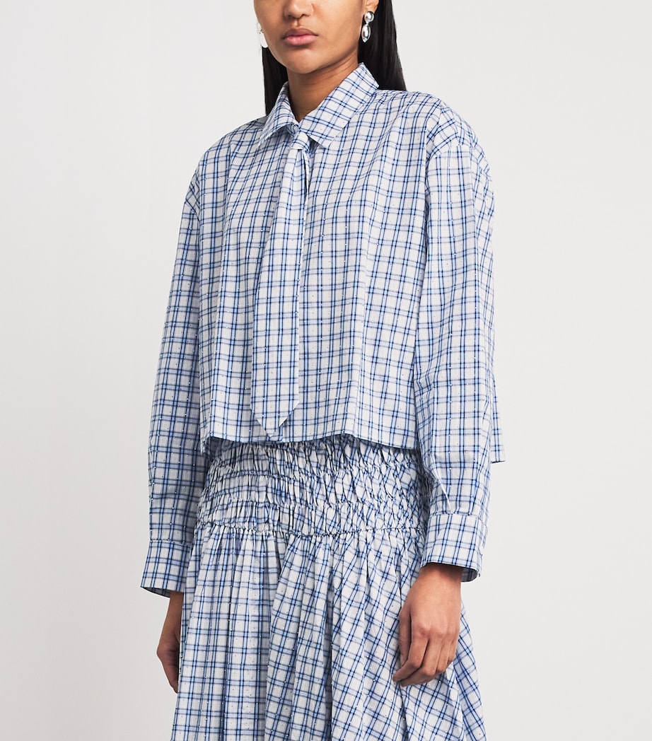 Maje Womens Embellished Check Shirt Blue Check Print Image 4