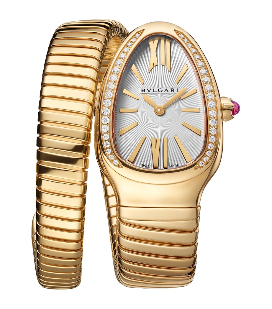 Bvlgari Yellow Gold and Diamond Serpenti Tubogas Watch 35mm White Image 4