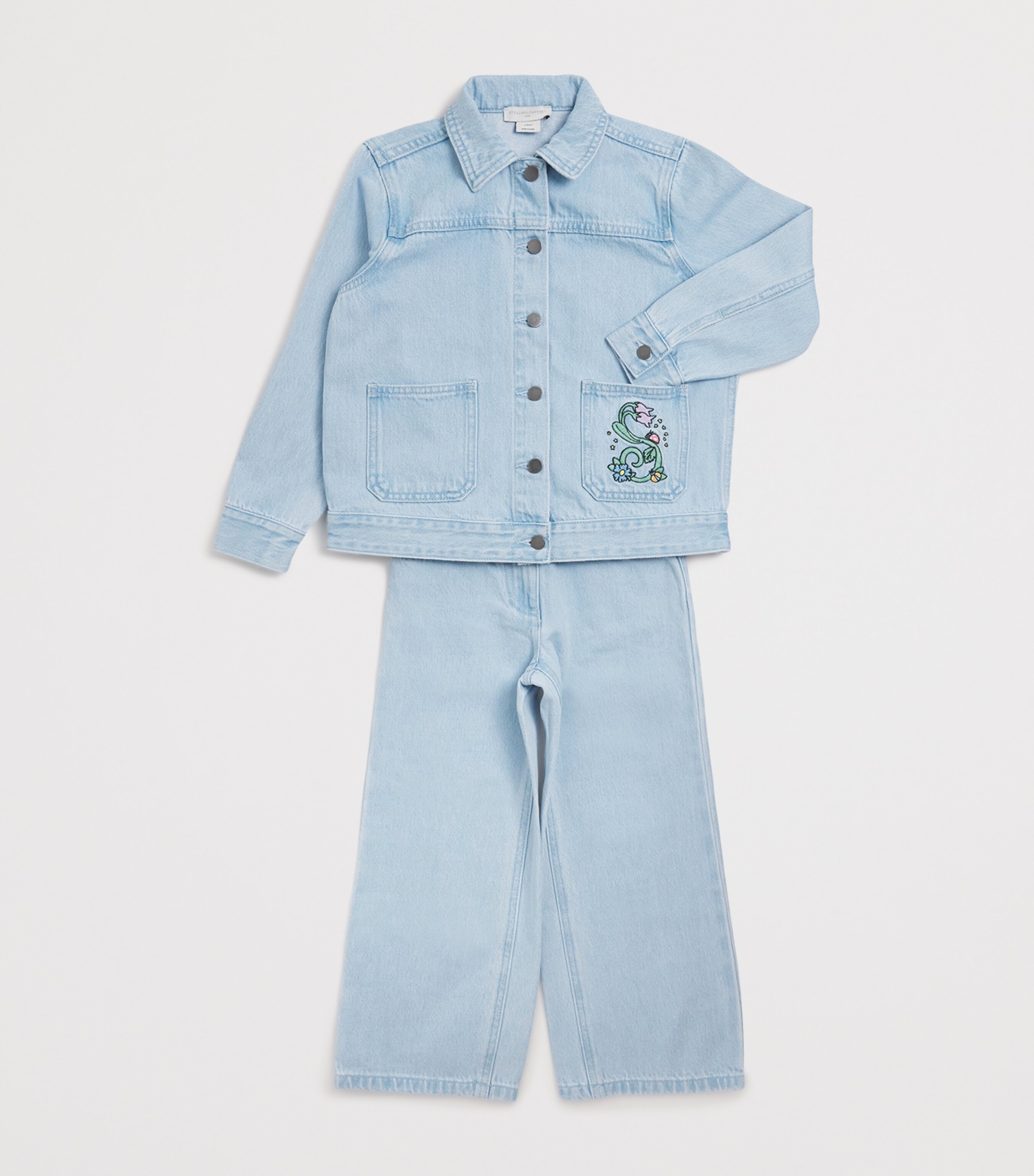 Floral Embroidered Denim Jacket (14 Years) 600LIGHT BLUE Image 3