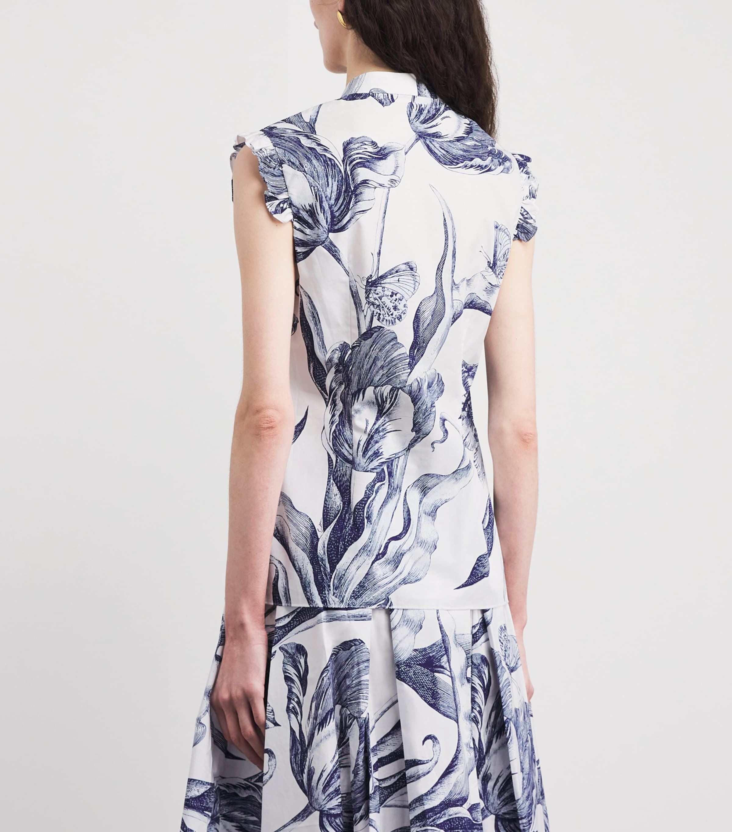 Erdem Womens Organic Cotton Sleeveless Floral Blouse Btnical Engrve Ivry Image 5