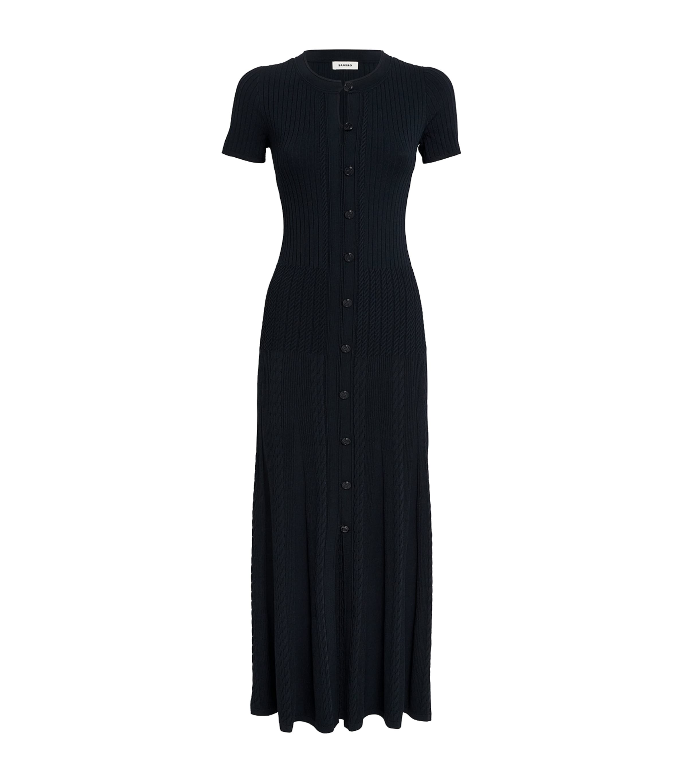Sandro Knit Maxi Dress In Blue