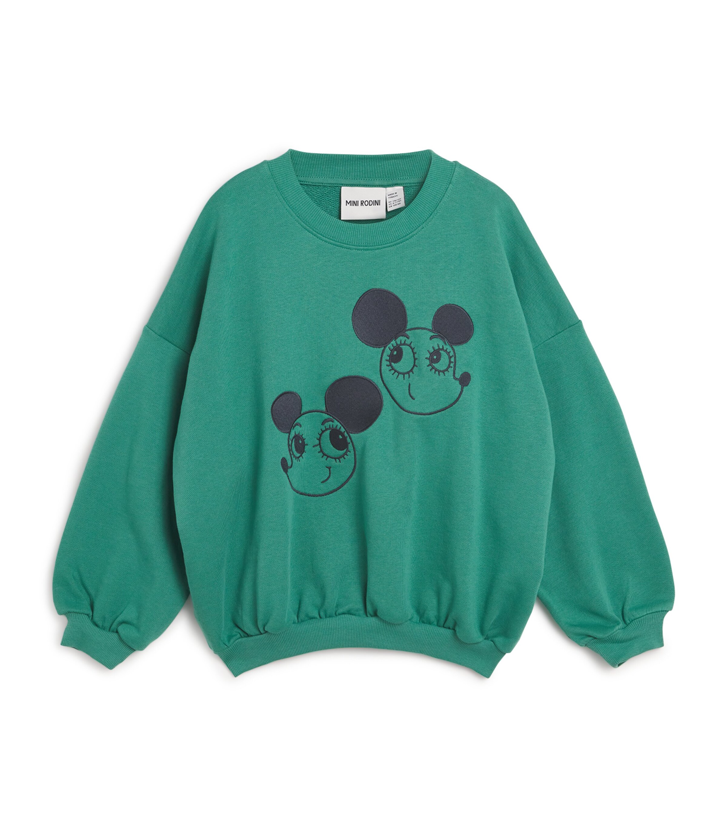 Mini Rodini Organic Cotton Ritzratz Sweatshirt (3-11 Years) Green Image 1