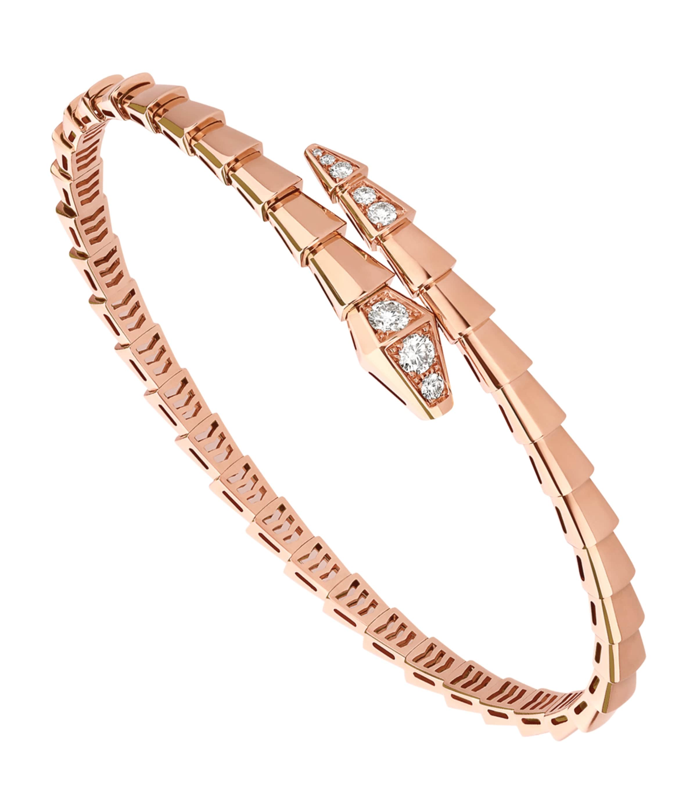 Medium Rose Gold and Diamond Serpenti Viper Bracelet ROSE GOLD Image 1