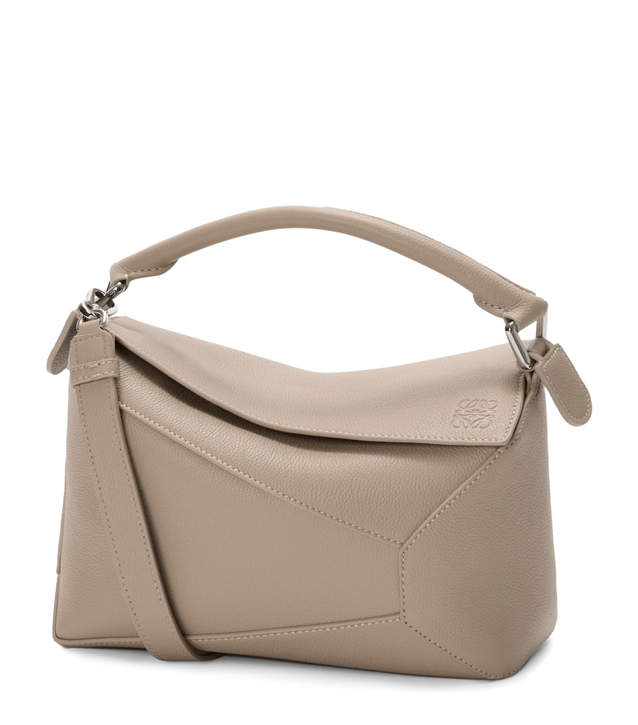 Small Leather Puzzle Edge Top-Handle Bag CLAY Image 1