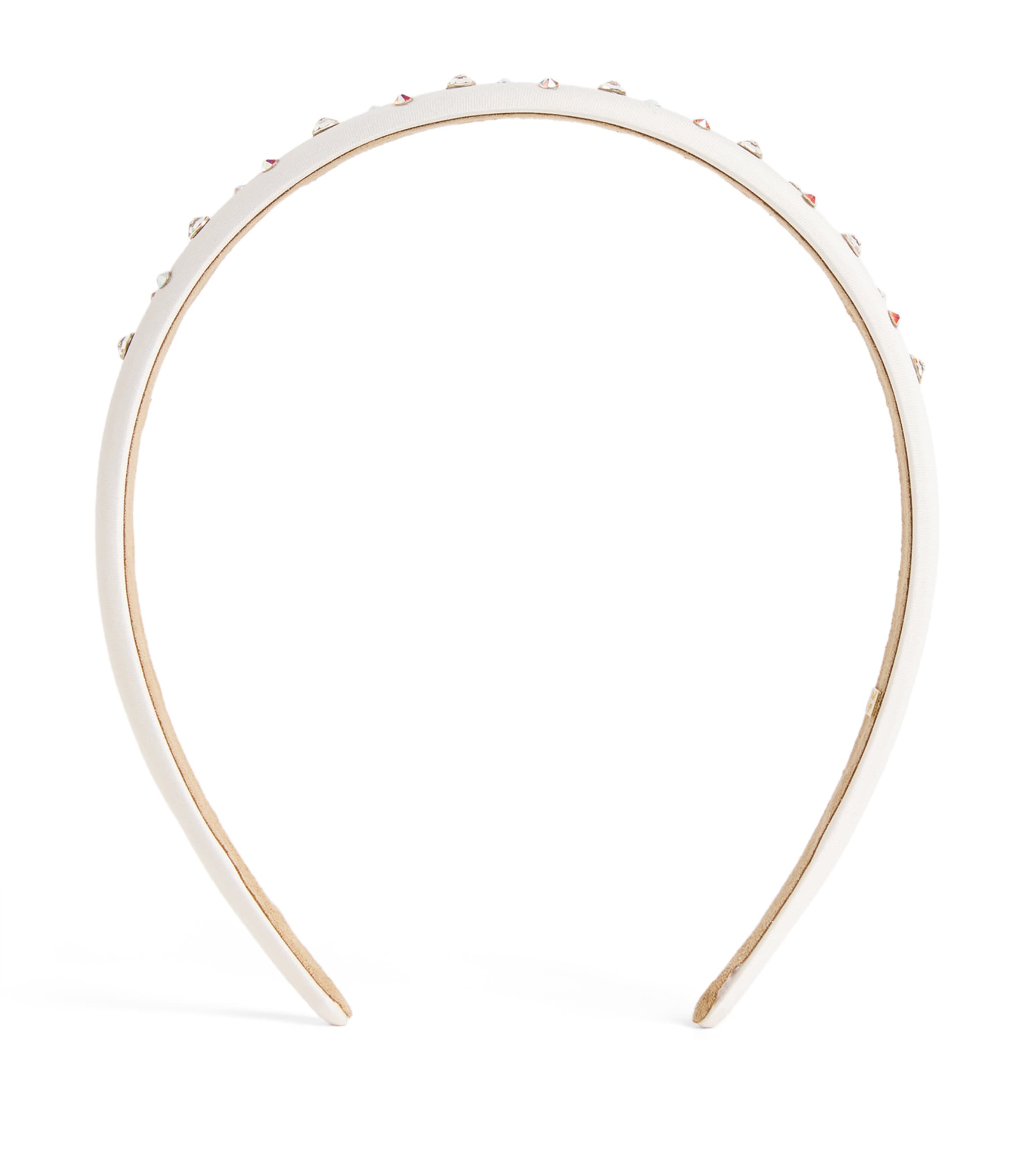 Bari Lynn Kids' Satin Crystal-embellished Headband In White