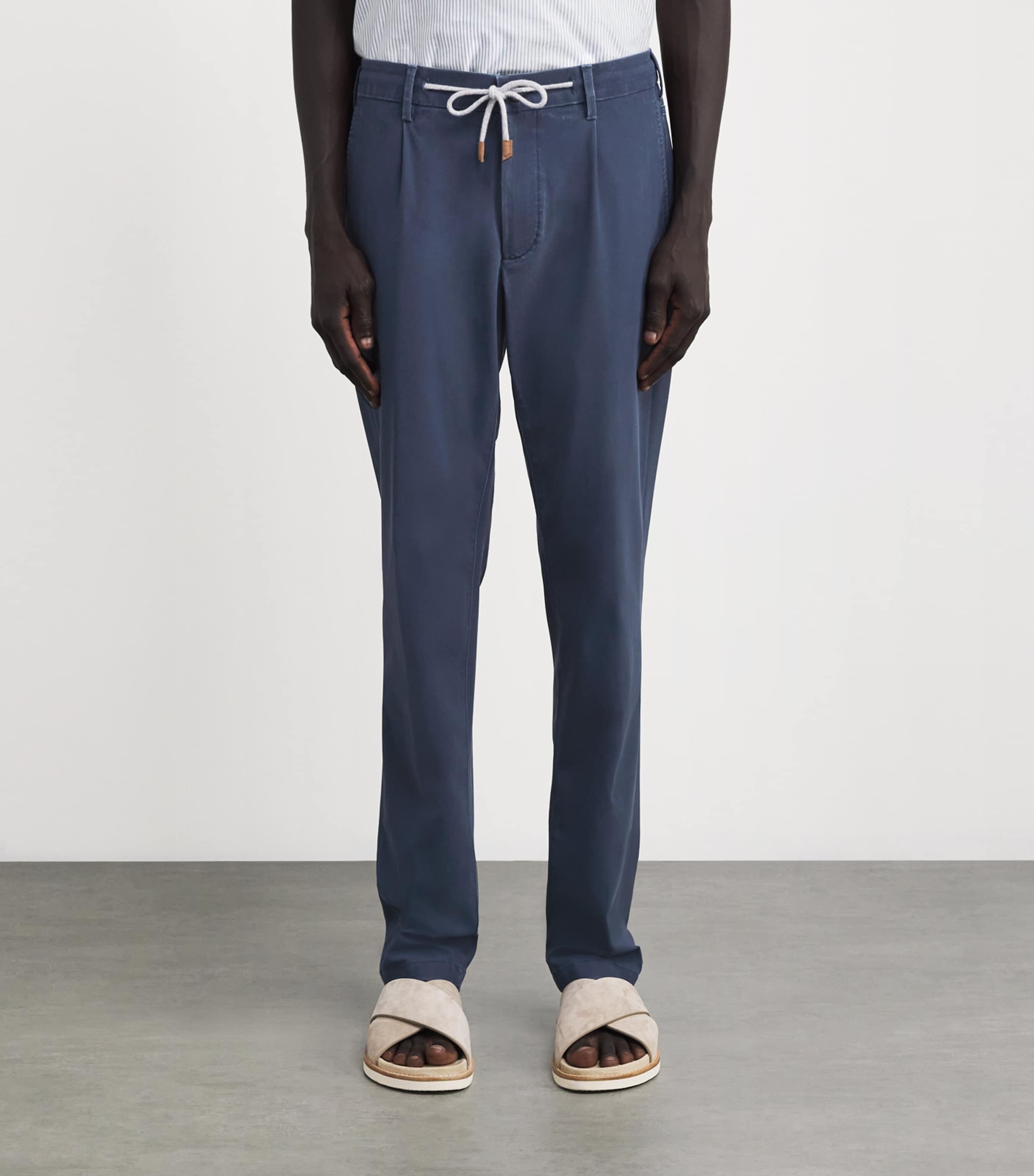 Eleventy Mens Garment-Dye Twill Trousers Blu Image 3