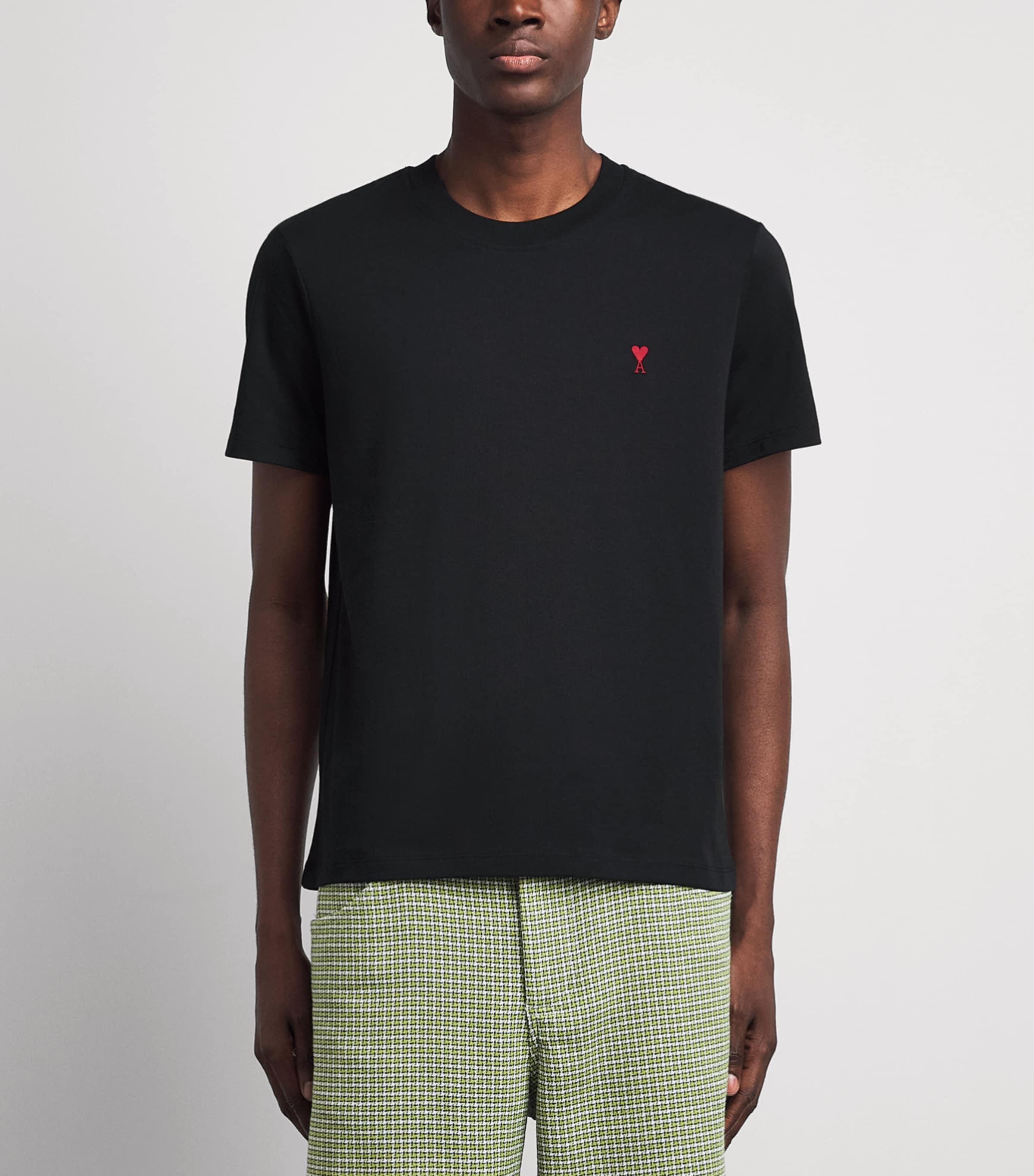 AMI Paris Mens Cotton Ami de Coeur T-Shirt Noir Image 4