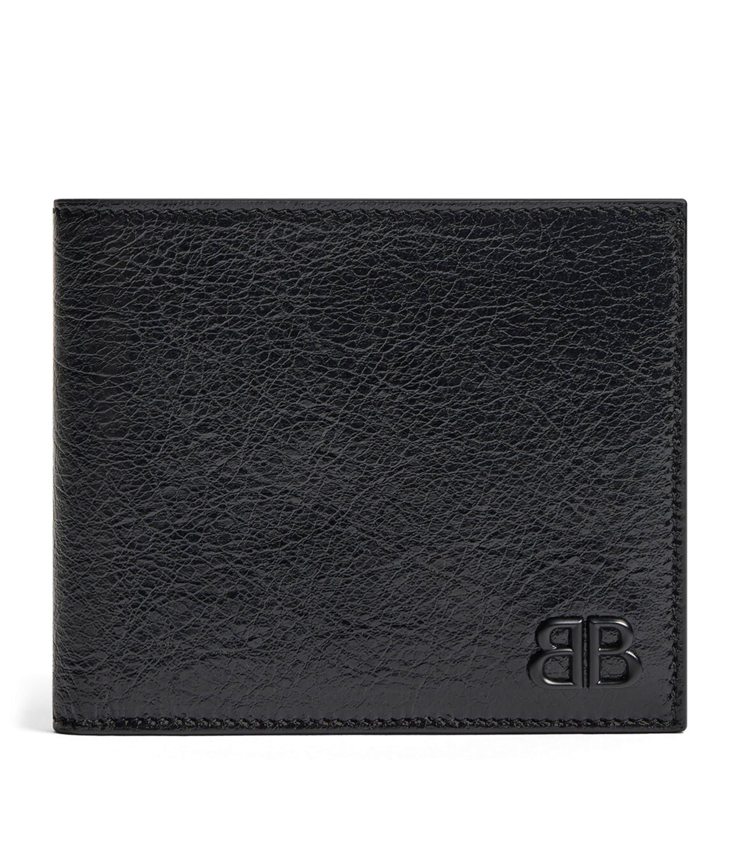 Balenciaga Monaco Logo-plaque Leather Wallet In Black