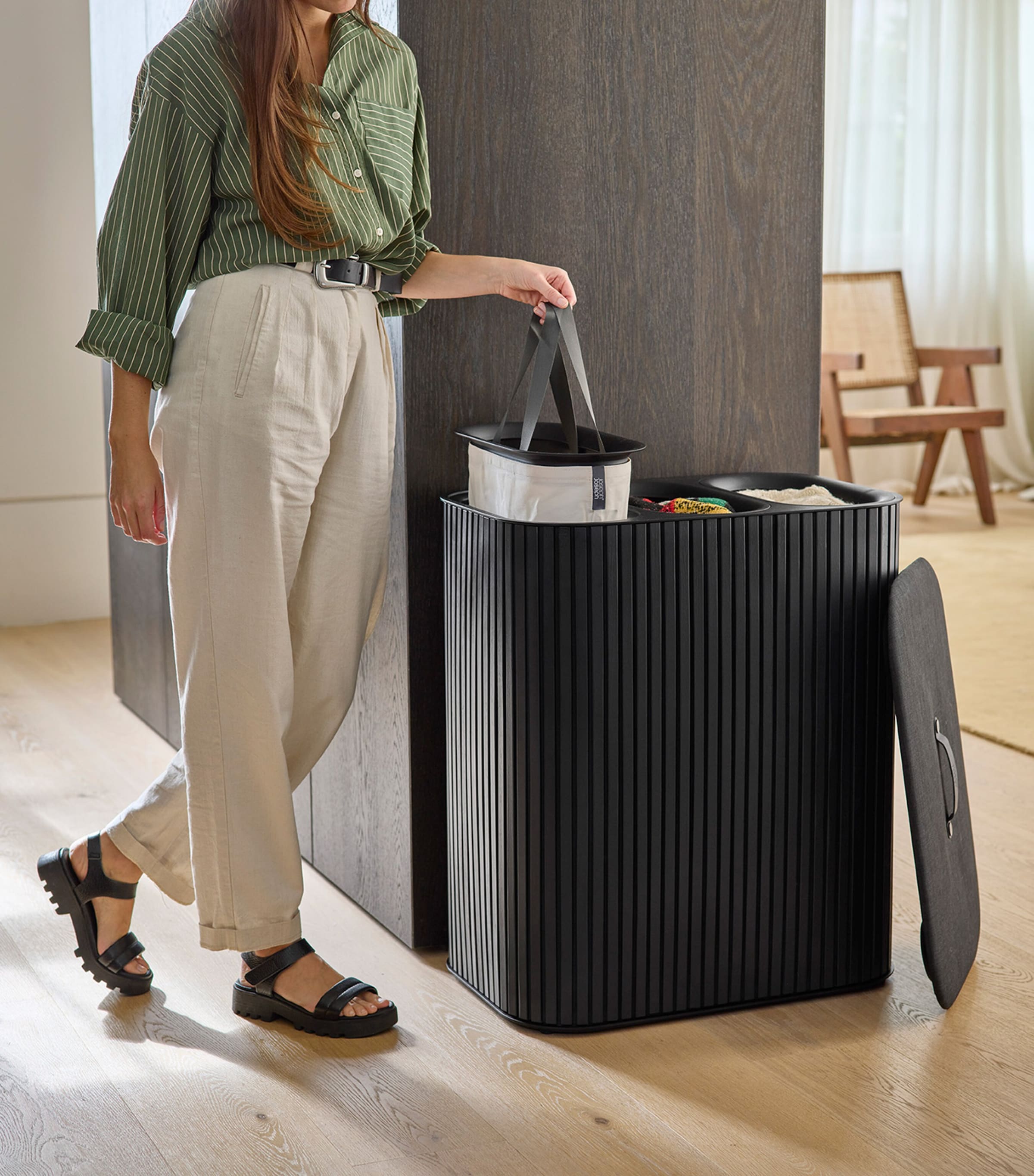 Tota Trio Luxe Laundry Basket (90L) BLACK Image 3