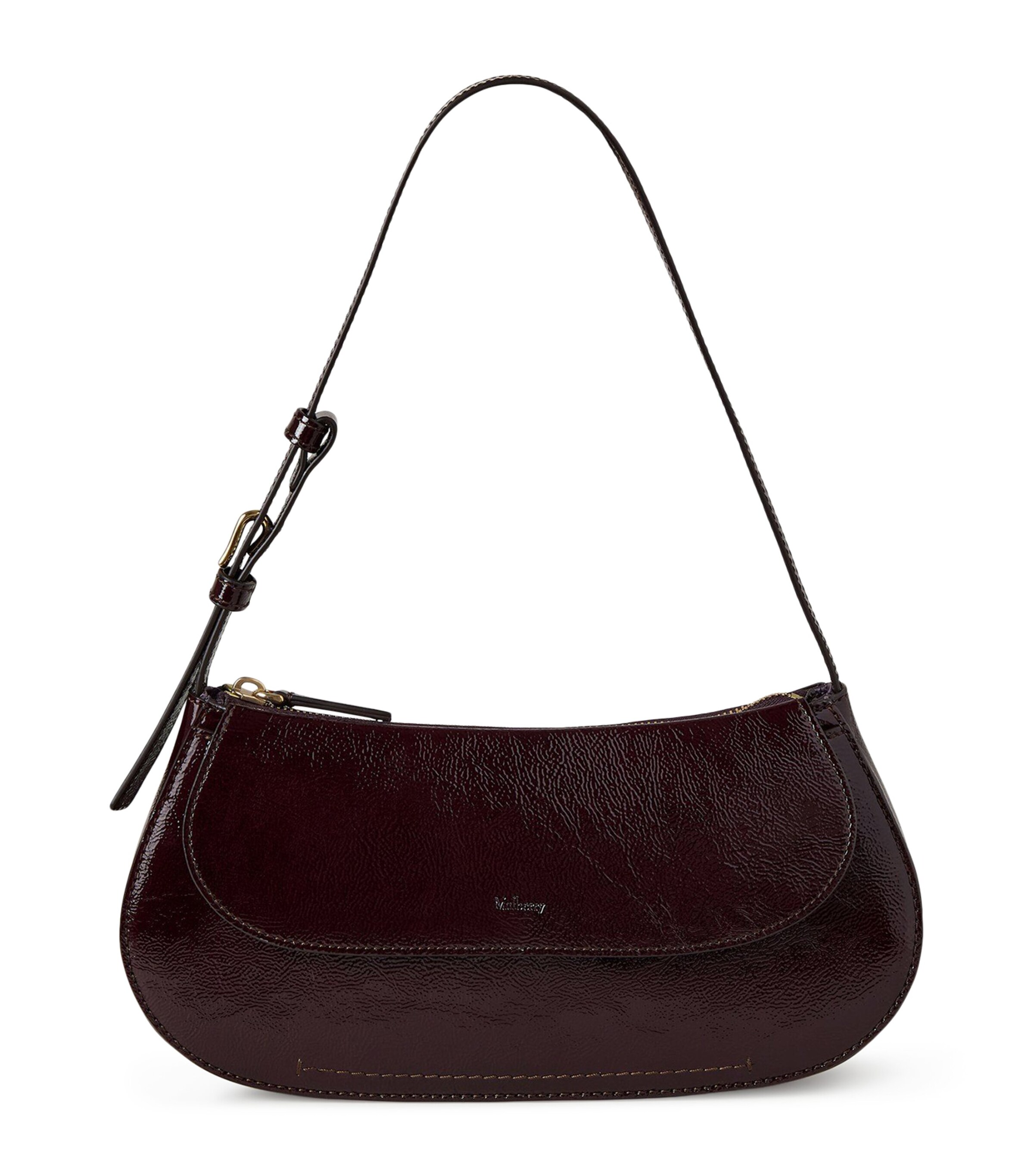 Mulberry Patent Leather Clovelly Shoulder Bag Deep Aubergine Image 1