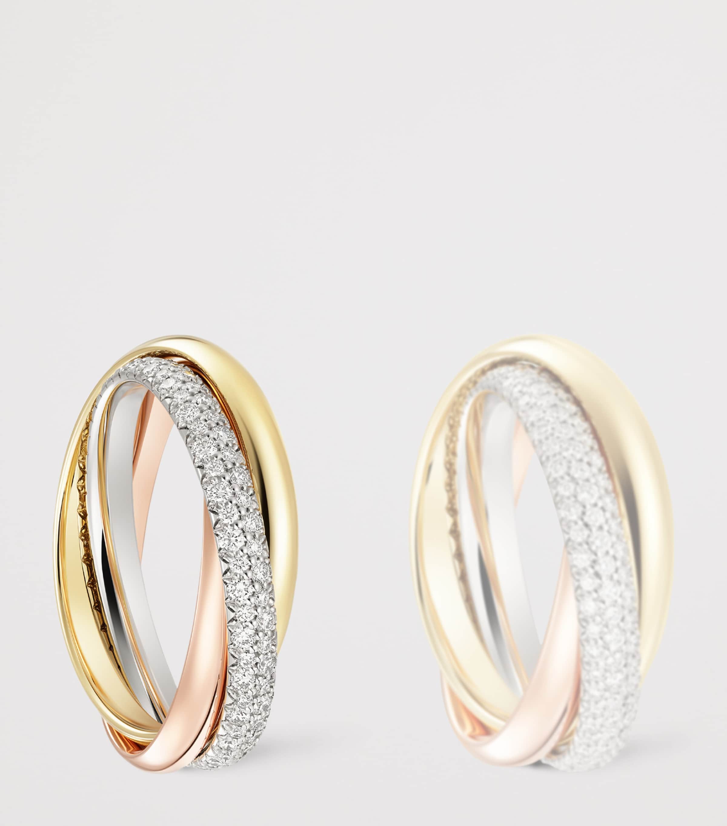 Small White, Yellow, Rose Gold and Diamond Trinity Ring MIXED GOLD Image 2