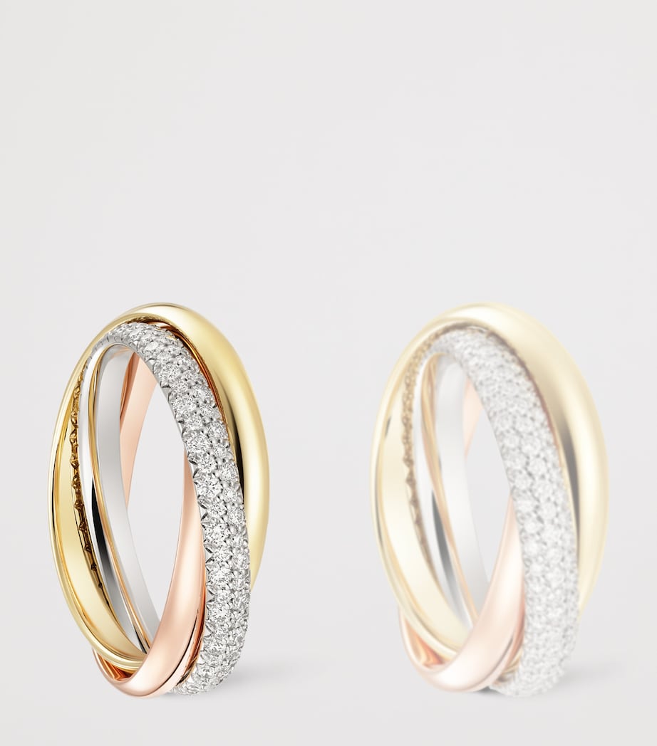 Small White, Yellow, Rose Gold and Diamond Trinity Ring MIXED GOLD Image 2