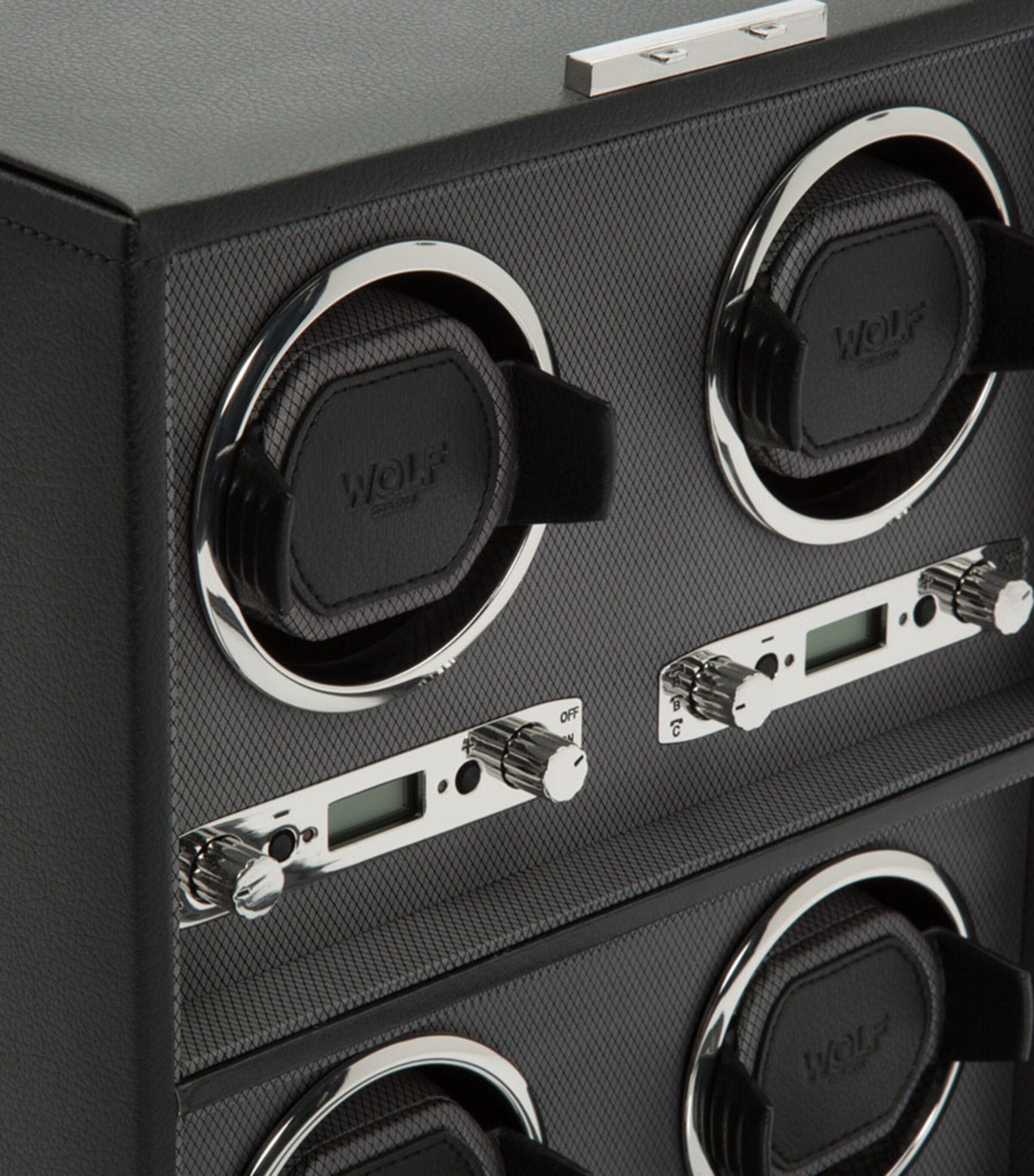 WOLF Vegan Leather Classic 4-Piece Watch Winder Black Image 4
