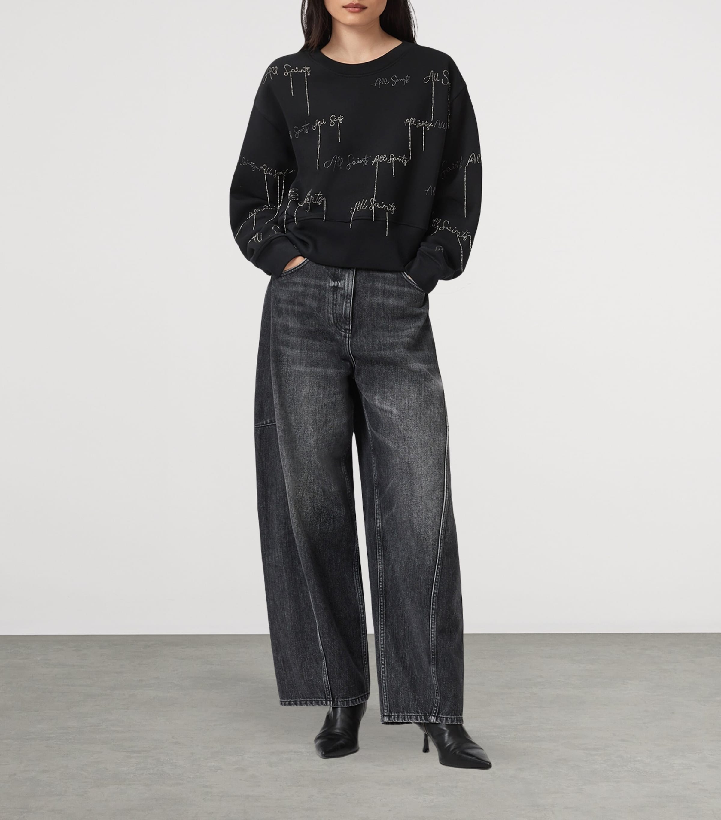 Embellished Separo Sweatshirt BLACK Image 2