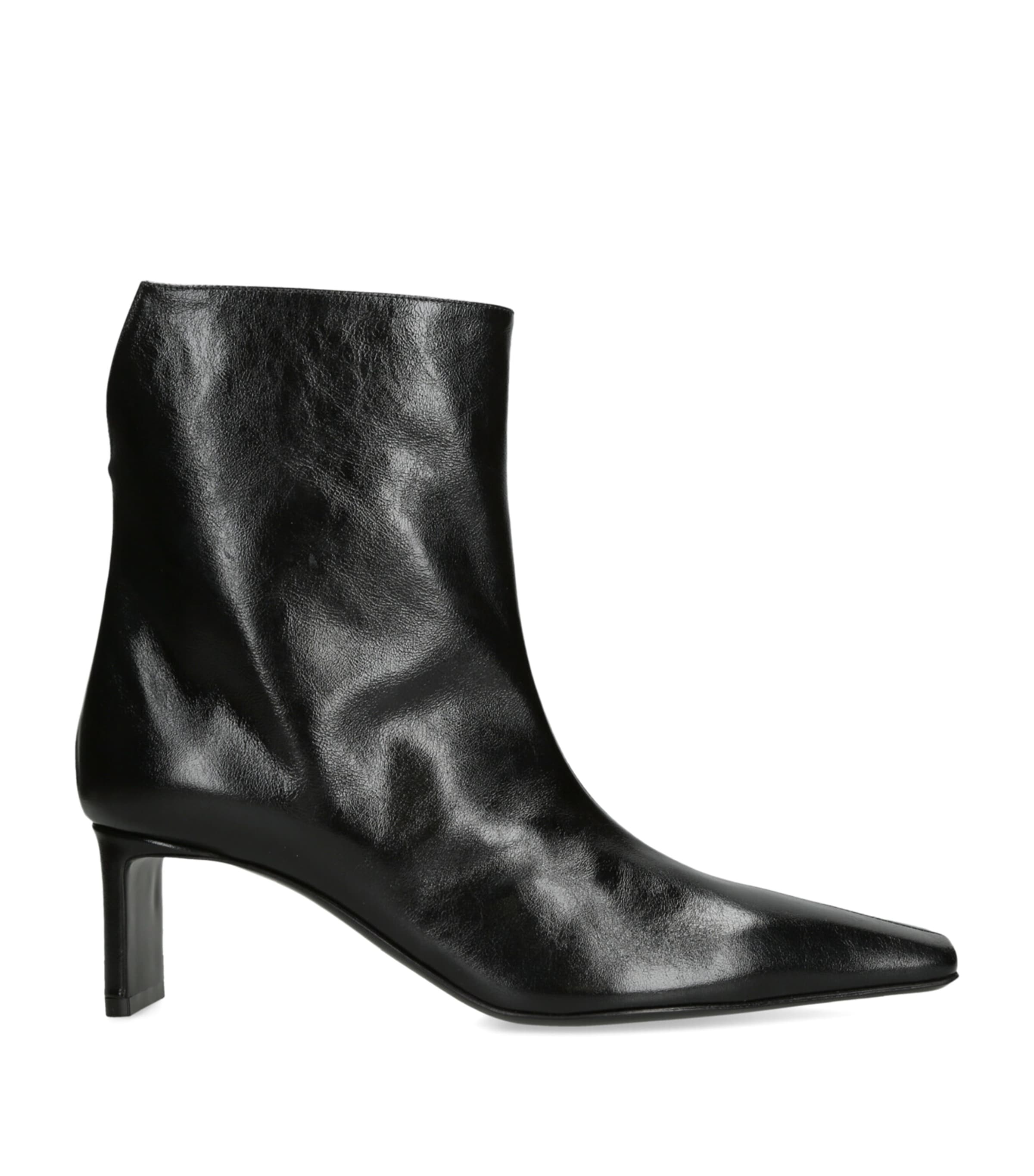 Khaite Leather Ona Ankle Boots 55 In Black