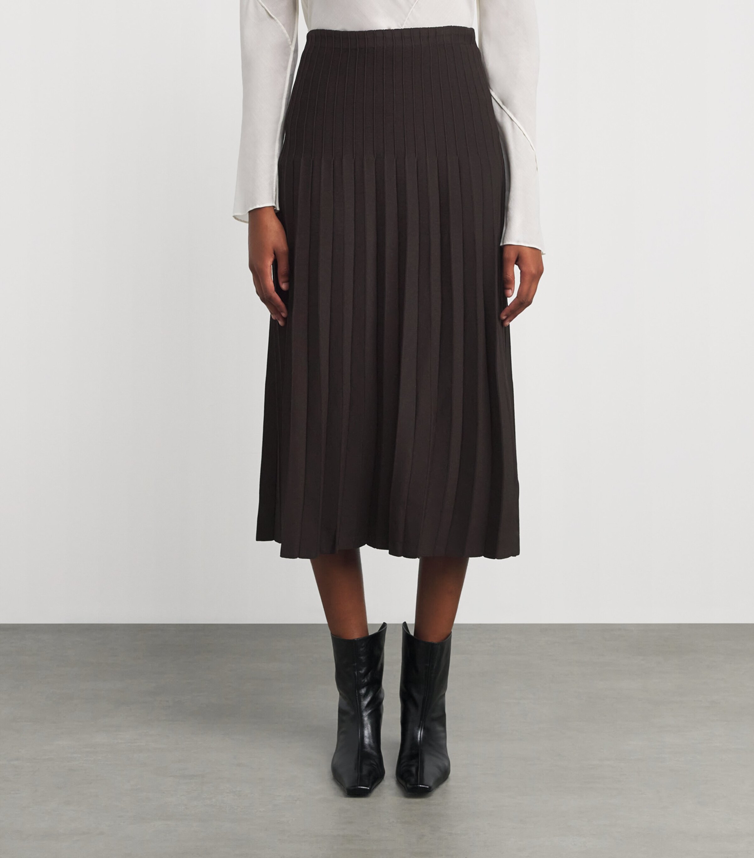 STAUD Womens Ribbed Lena Midi Skirt Eart Earth Image 3