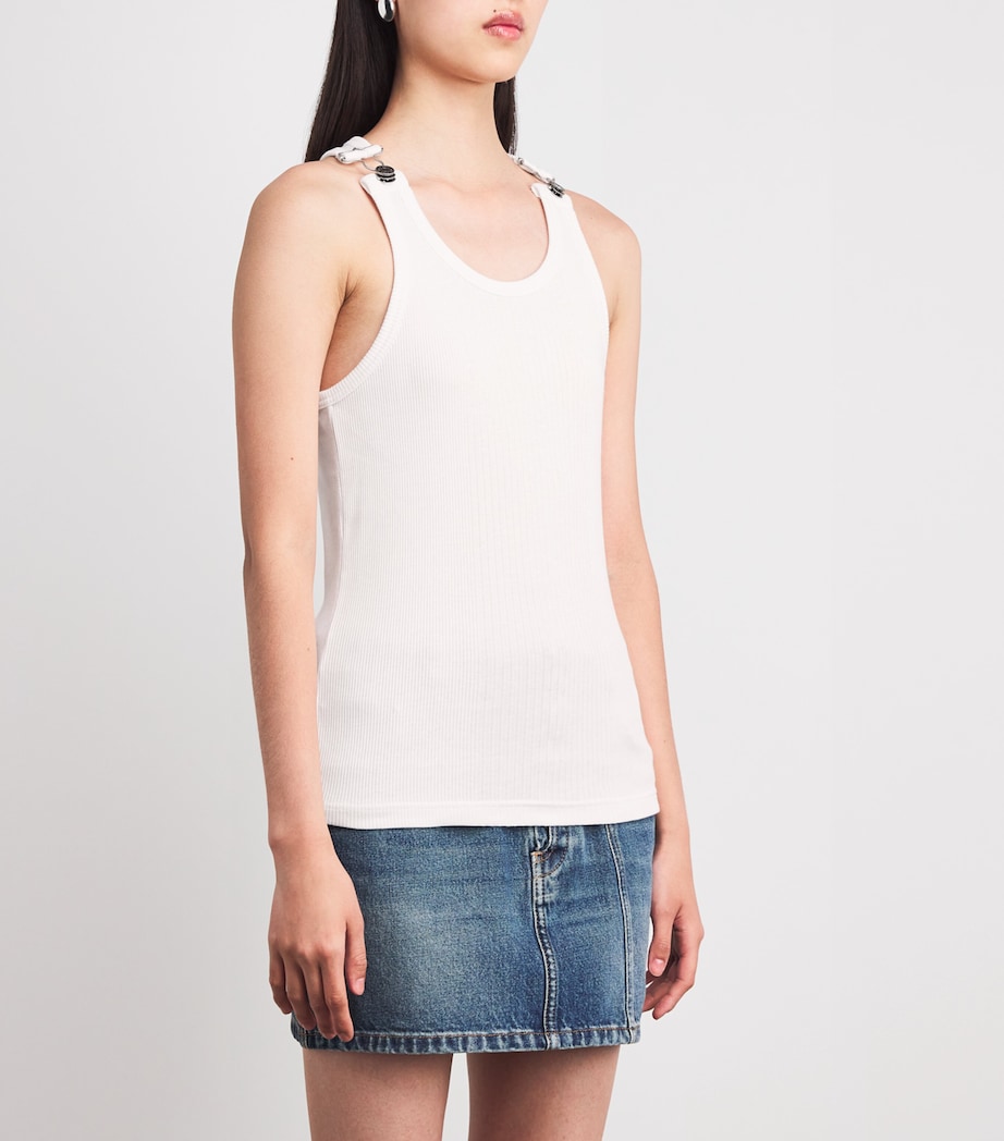 Cotton Buckle-Detail Tank Top 01-WHITE Image 3