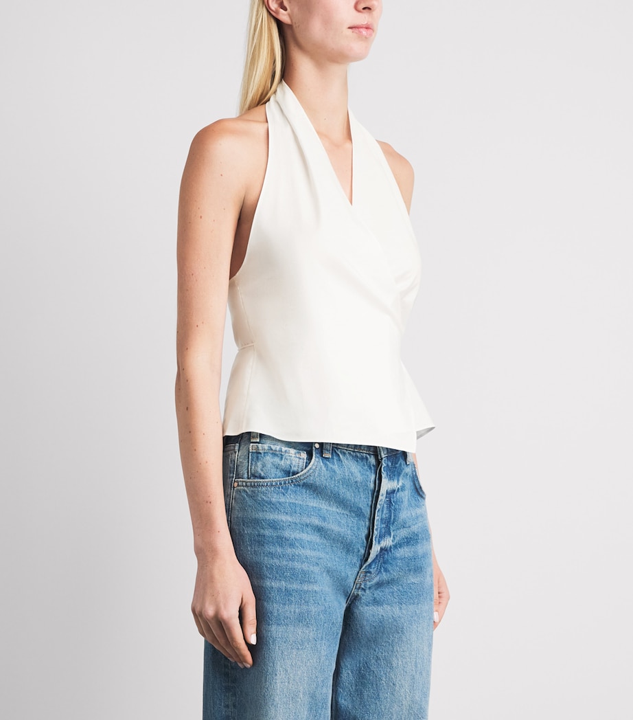 St. Agni Womens Organic Cotton Oxford Wrap Top White Image 4