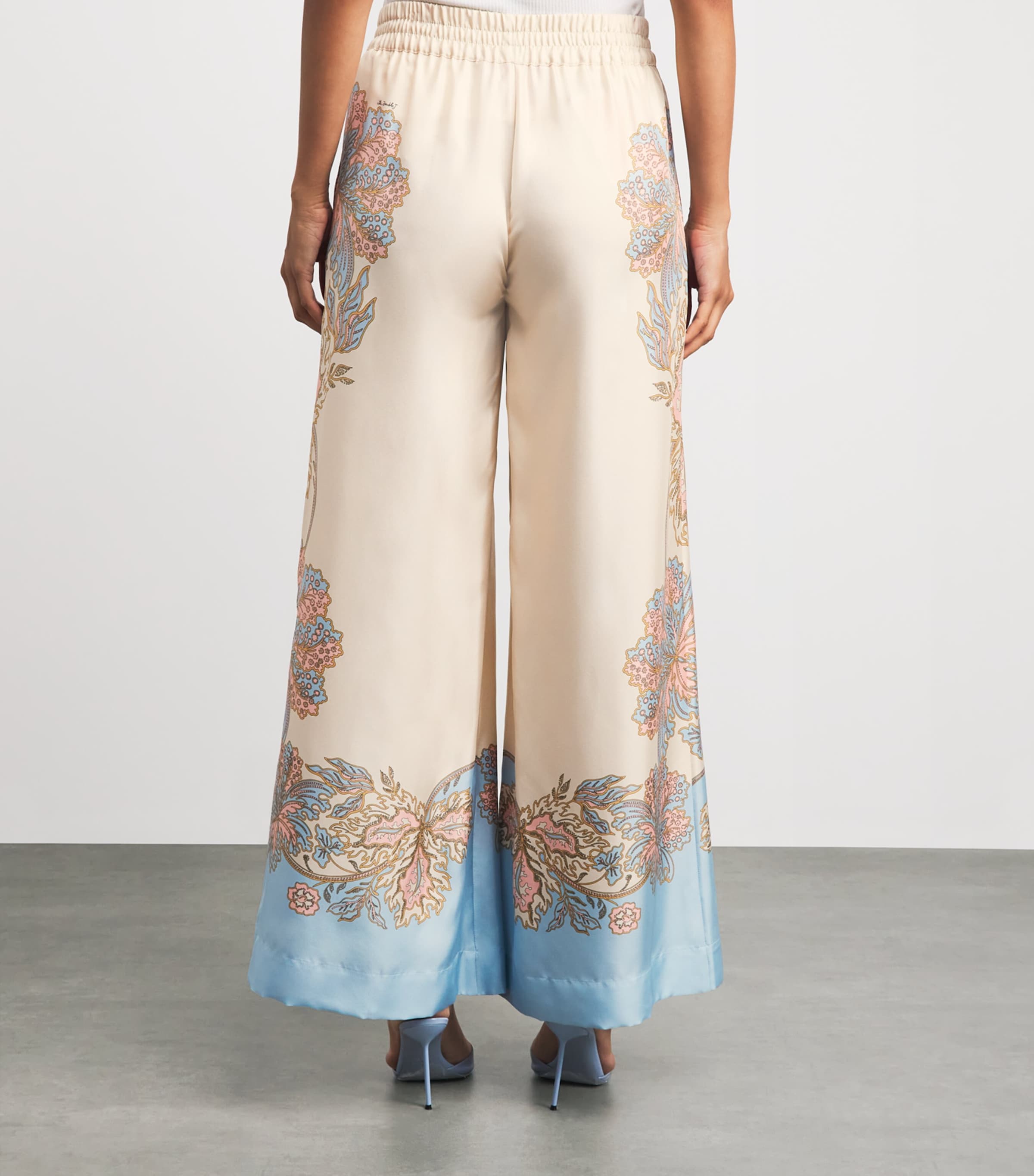 La Doublej Womens Silk Wide-Leg Palazzo Trousers Swathe Placée Image 5