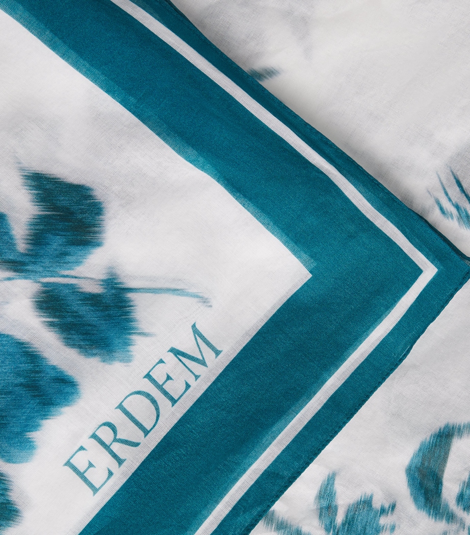 Erdem Womens Cotton Voile Printed Pareo Wld Frn Btncl Drm Bl Image 7