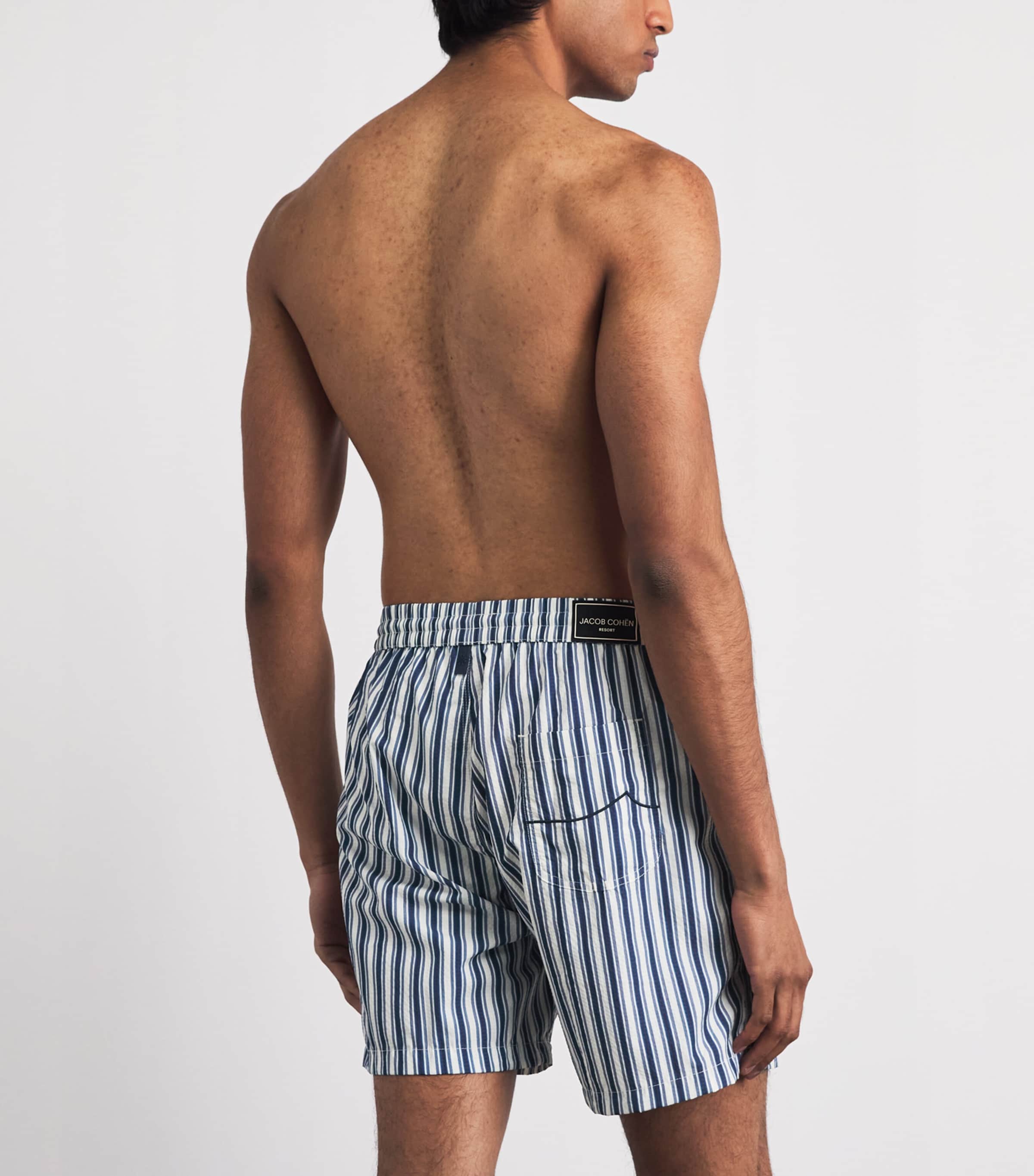 JACOB COHËN Mens Stripe Swim Shorts Blu Notte Image 4