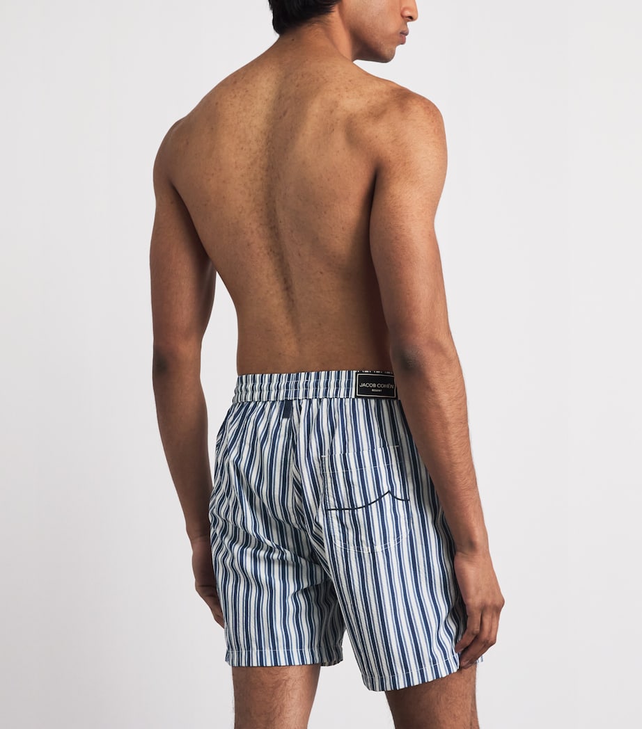 JACOB COHËN Mens Stripe Swim Shorts Blu Notte Image 4