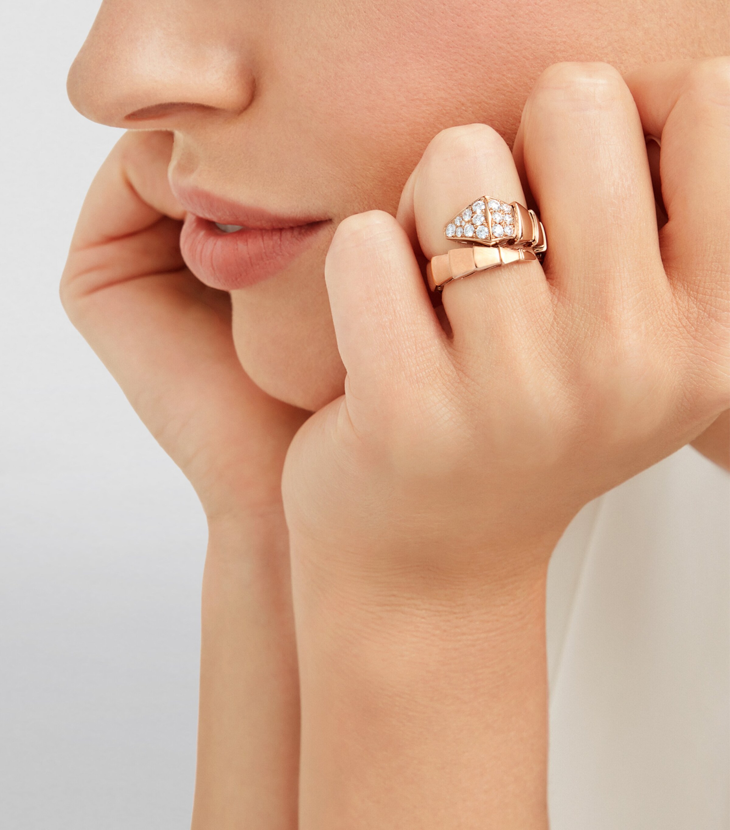 Rose Gold and Diamond Serpenti Viper Ring PINK GOLD Image 3