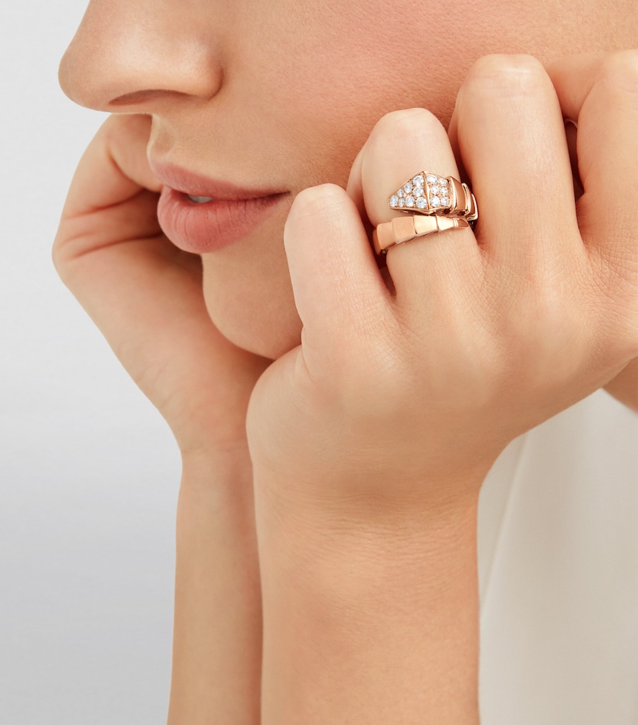 Rose Gold and Diamond Serpenti Viper Ring PINK GOLD Image 3