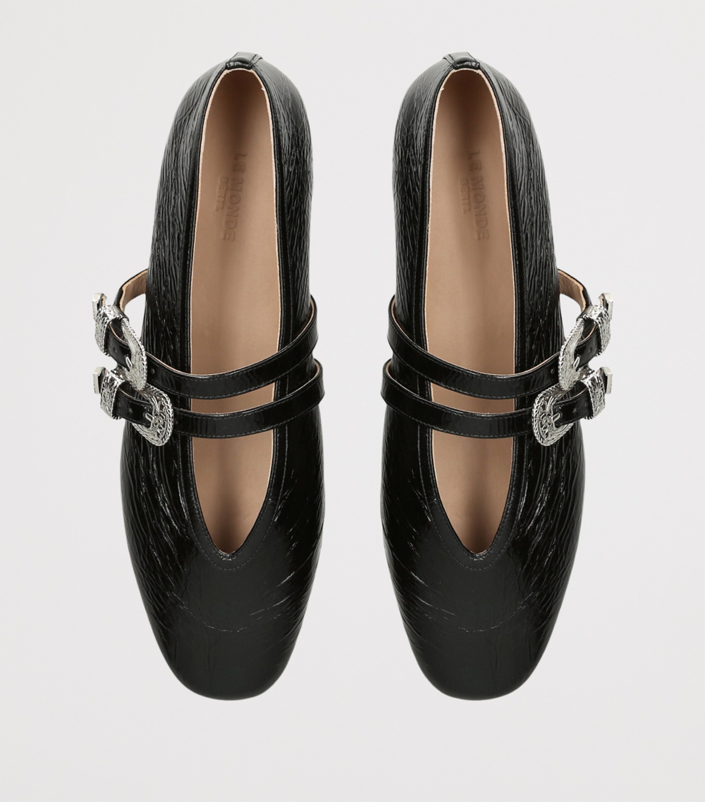 Naplack Leather Claudie Ballet Flats BLACK Image 4