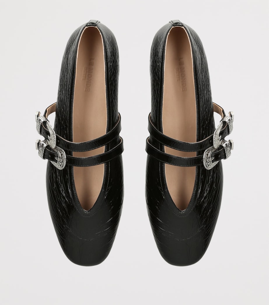 Naplack Leather Claudie Ballet Flats BLACK Image 4