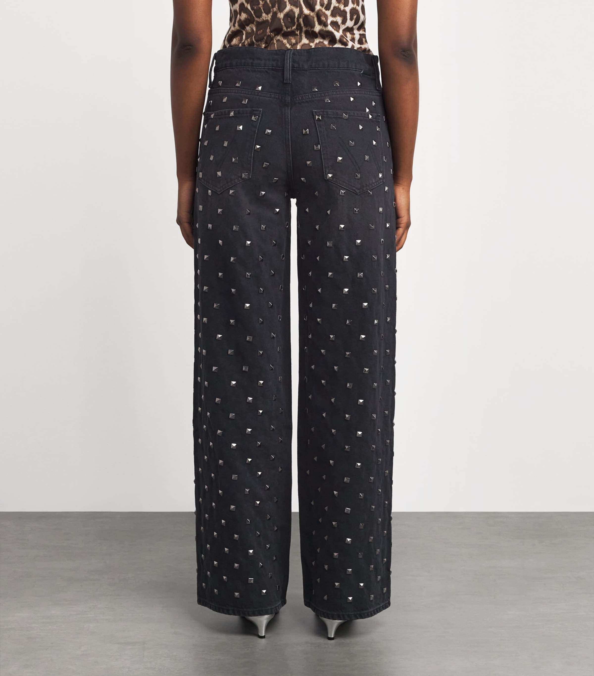 MOTHER Womens SNACKS! The Smoothie Sneak Wide-Leg Jeans Nails For Dinner Image 4
