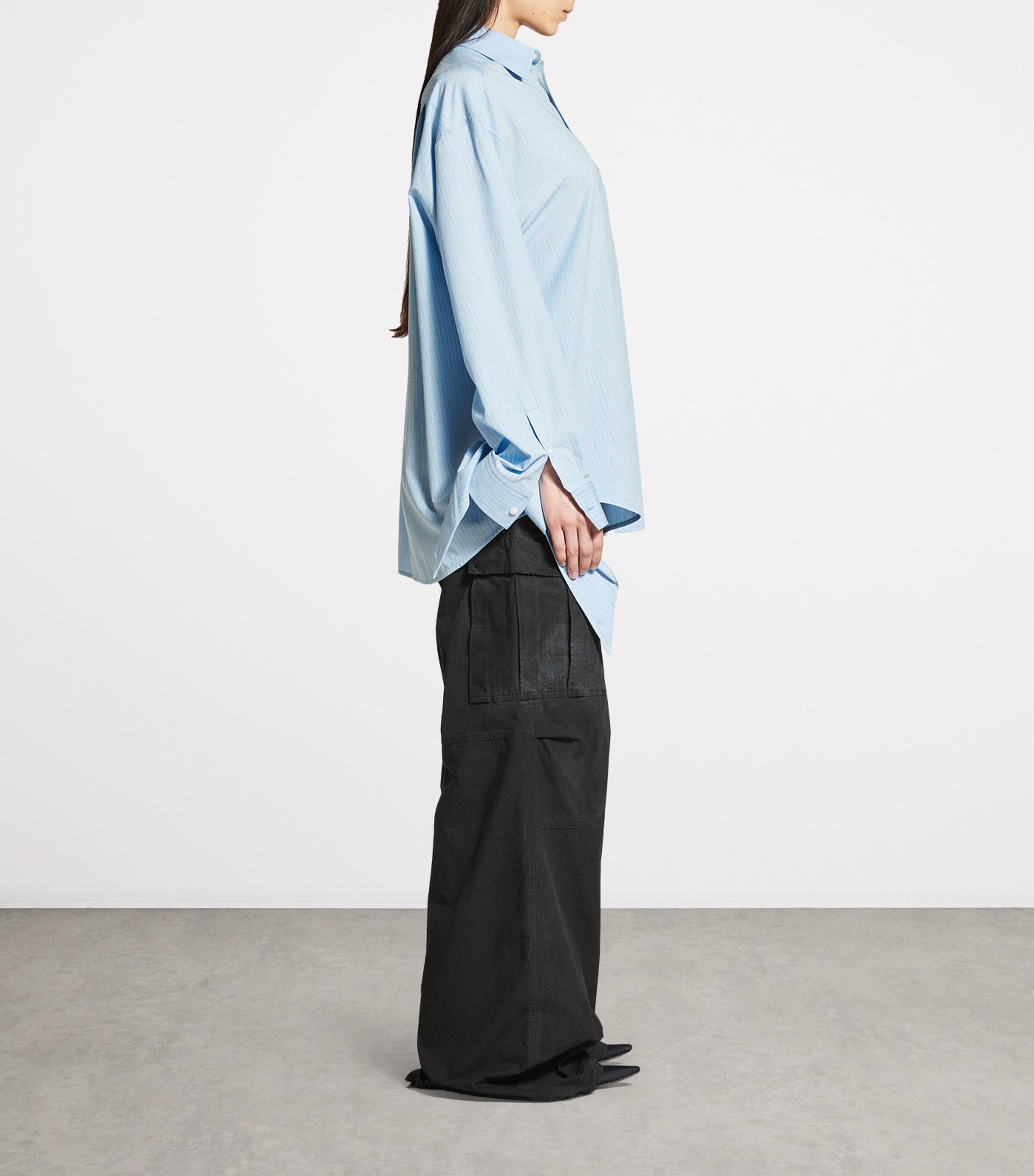 Balenciaga Womens Cotton-Blend Knotted-Cuff Shirt Image 5