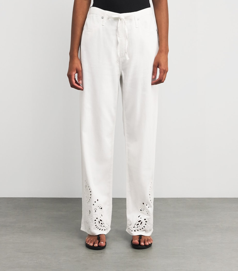 Ultra Featherweight Drawstring Phoebe Wide-Leg Jeans WHTEYELET Image 3