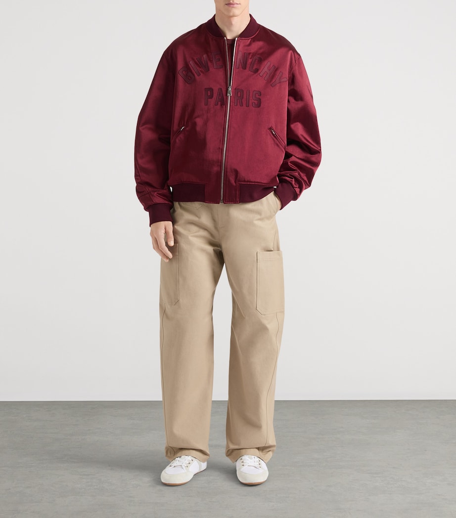 Satin Logo Bomber Jacket BURGUNDY Image 2