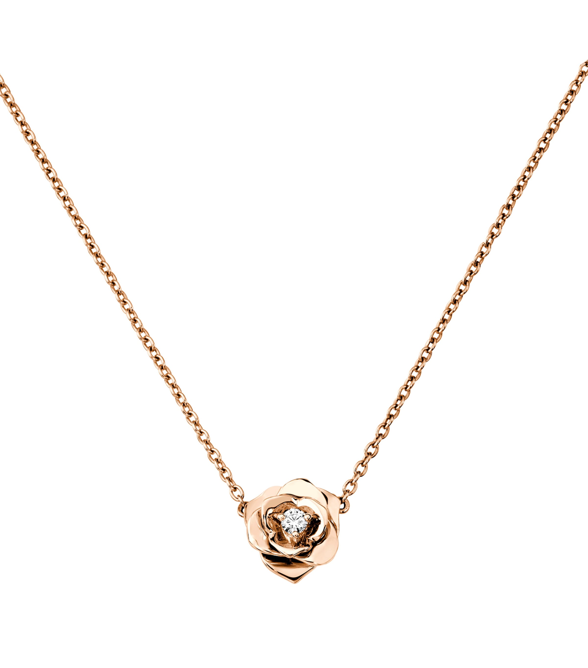 Rose Gold and Diamond Rose Pendant Necklace GOLD Image 2
