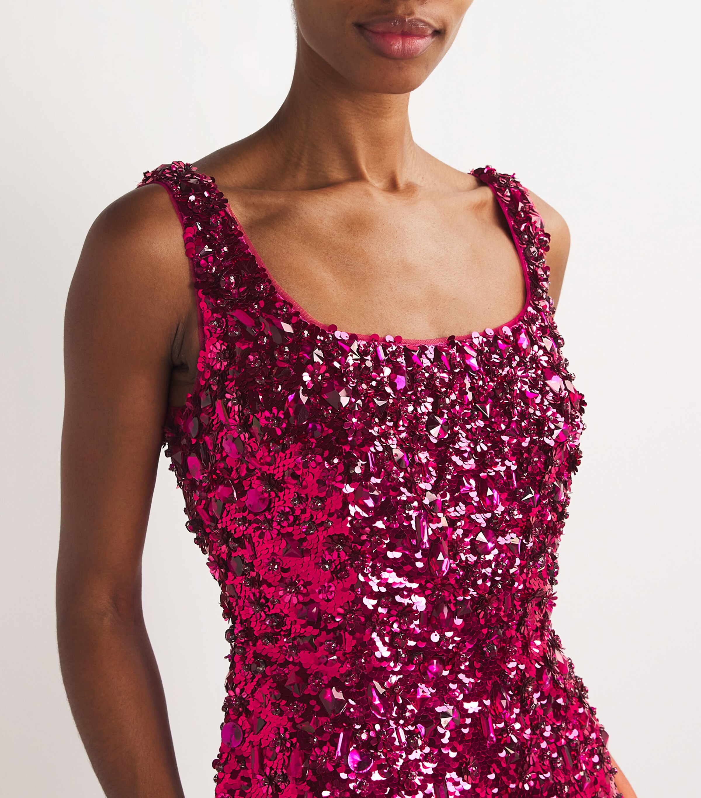 Carolina Herrera Womens Embellished Midi Dress Berry Image 4