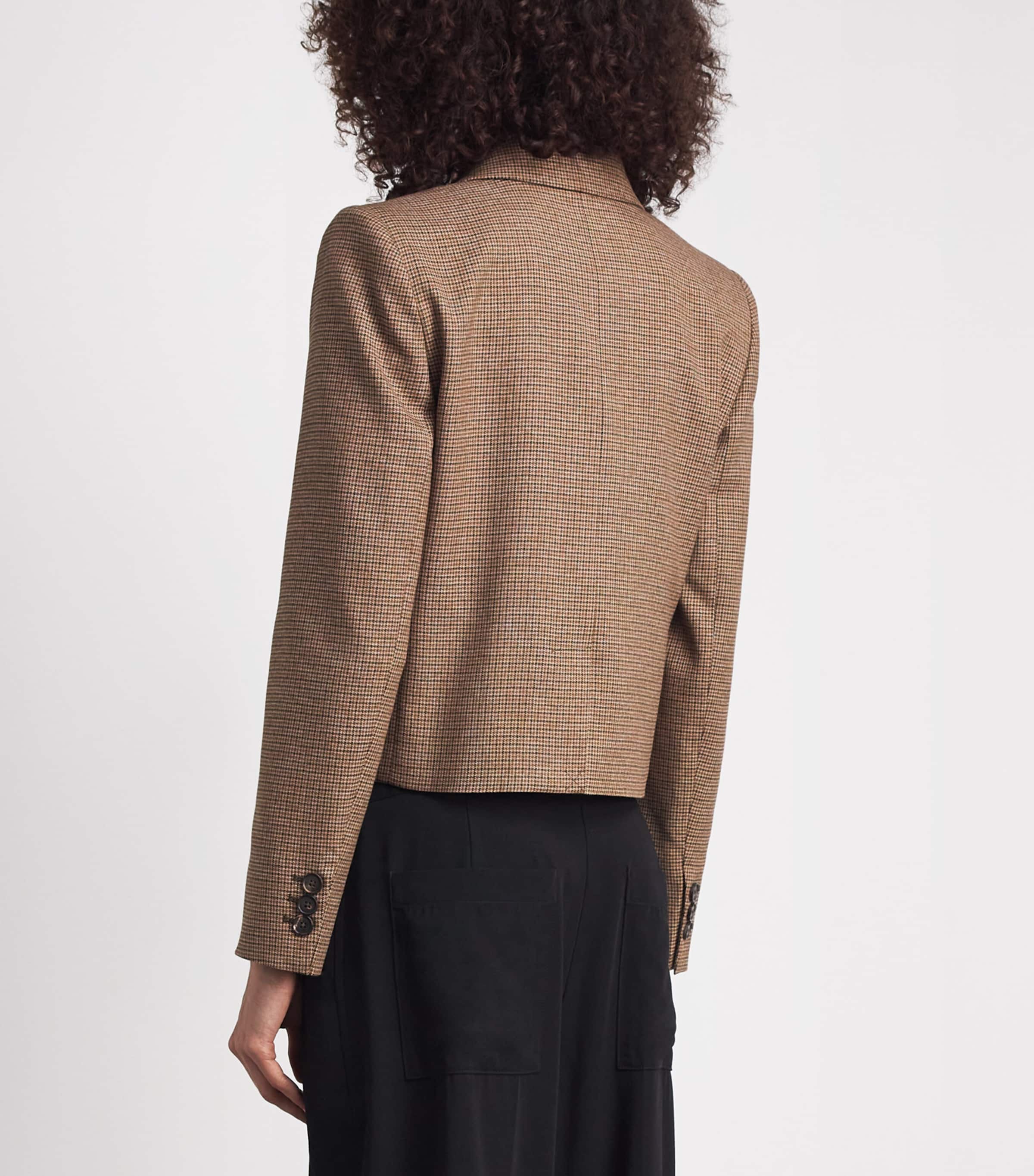 ME+EM Womens Slim Cropped Blazer Pecan Brown Multi Image 5