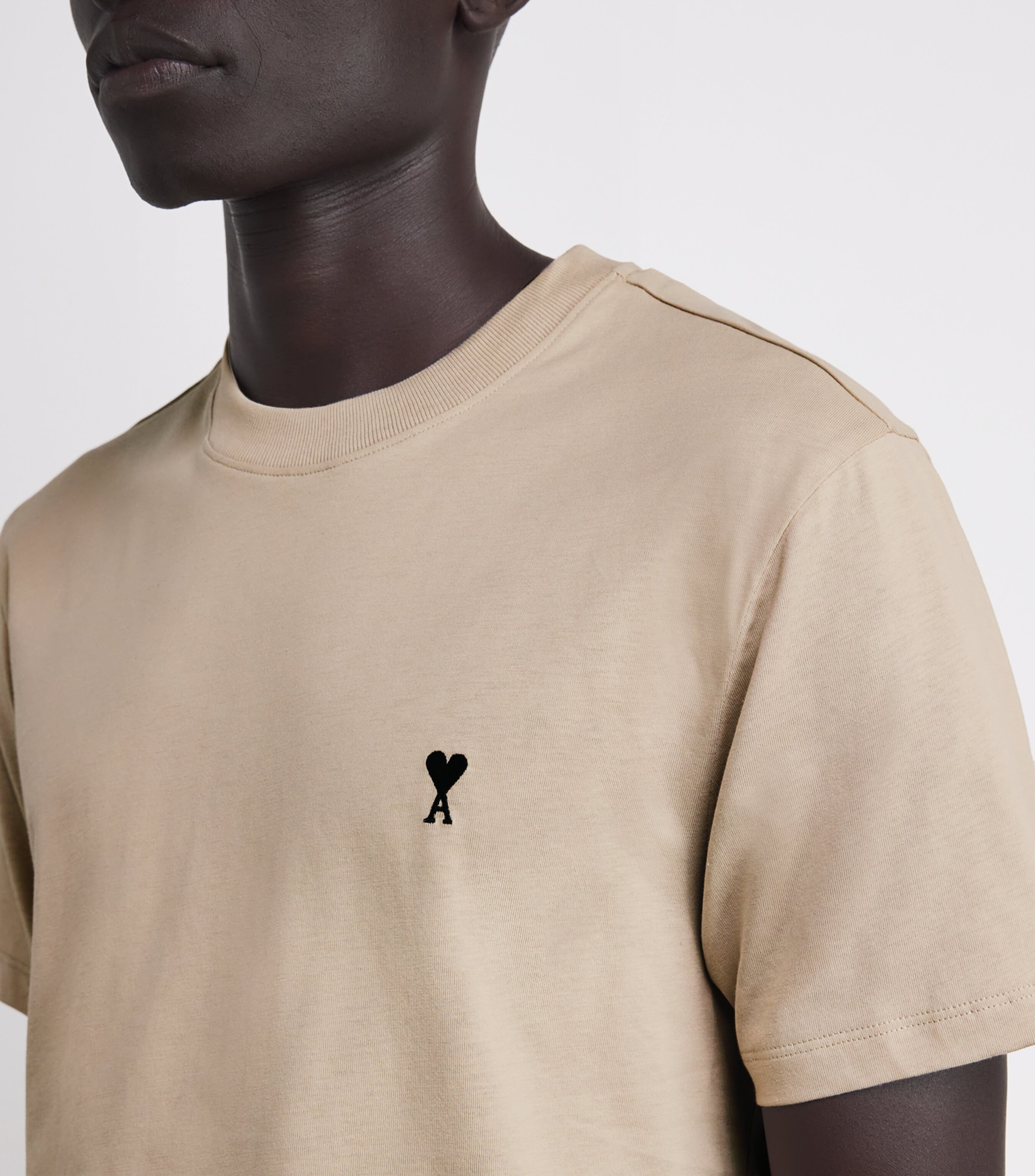 AMI Paris Beige Cotton Embroidered Ami De Coeur T-Shirt | Harrods US