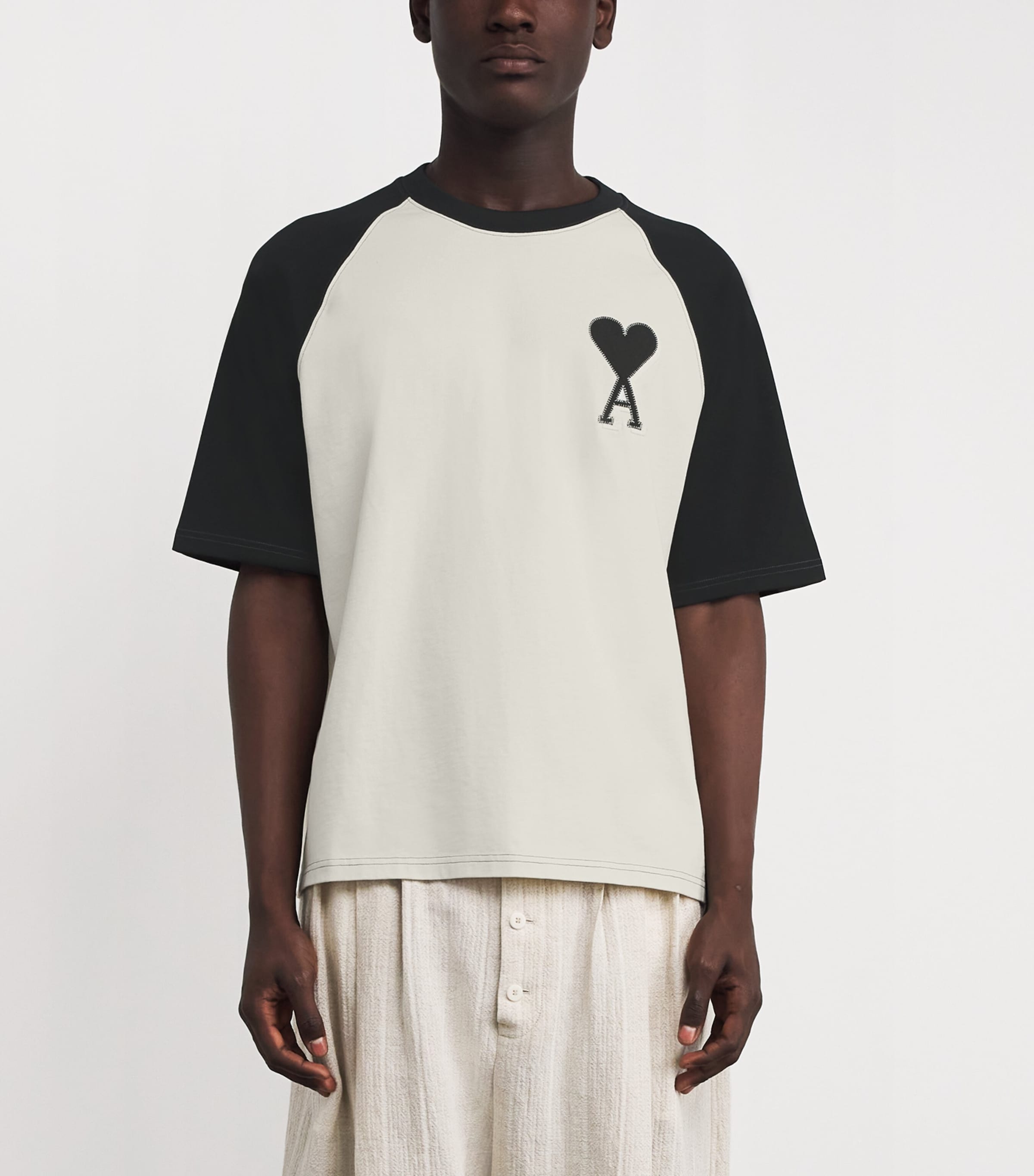 AMI Paris White Cotton Two-Tone Ami de Coeur T-Shirt | Harrods US