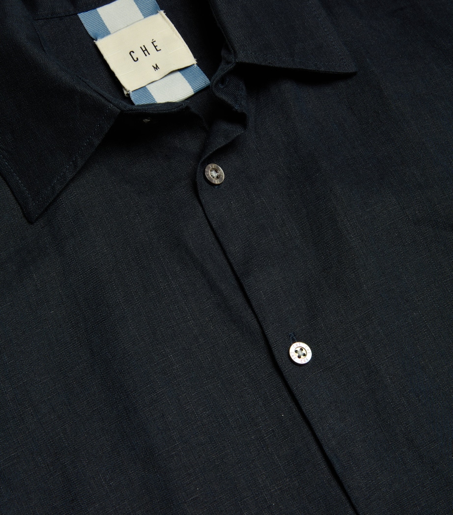 Linen Slim Fit Shirt NAVY Image 2