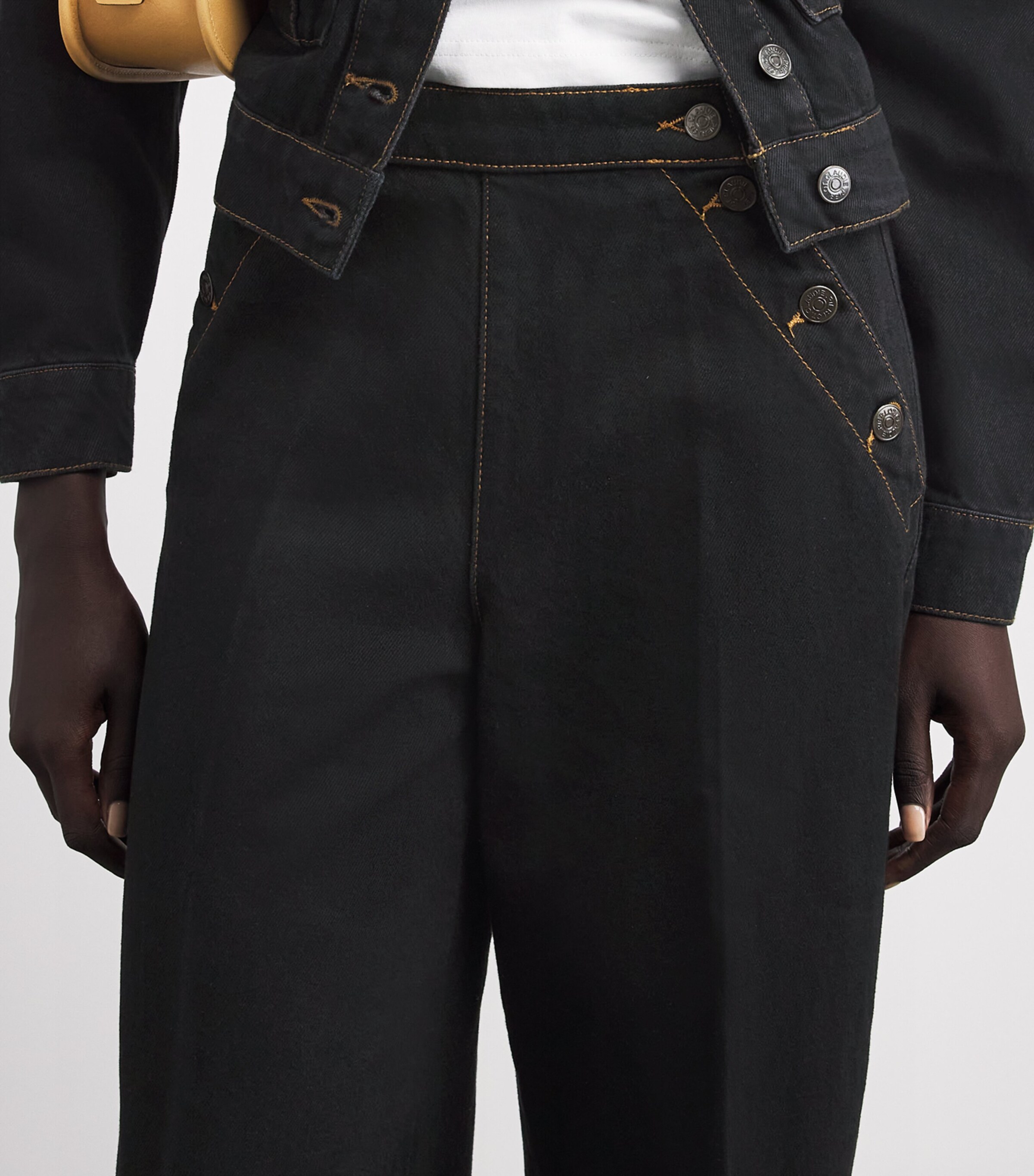 Claudie Pierlot Womens Sailor Wide-Leg Jeans Black Image 3