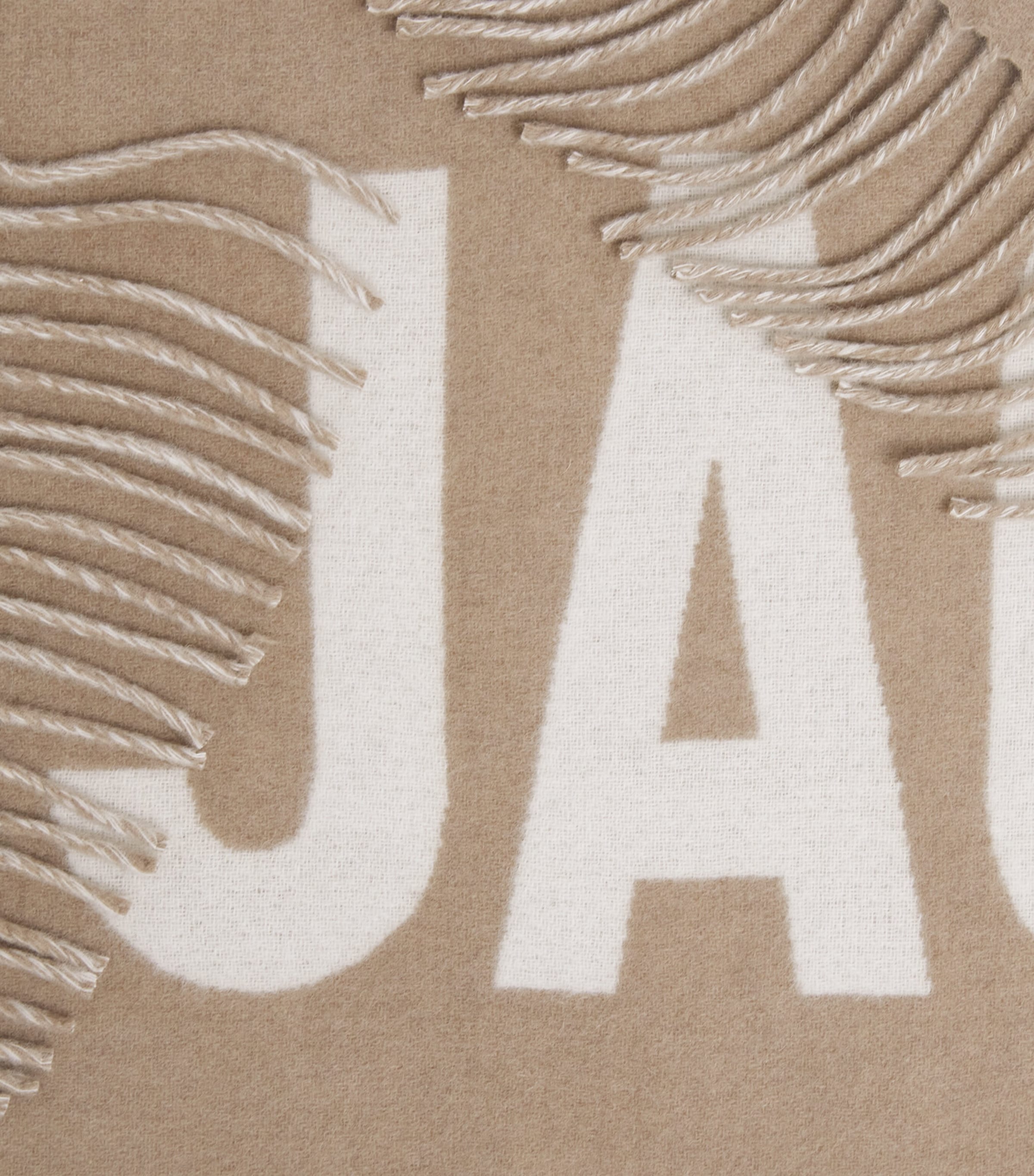 Jacquemus Virgin Wool Logo Scarf Taupe Image 4