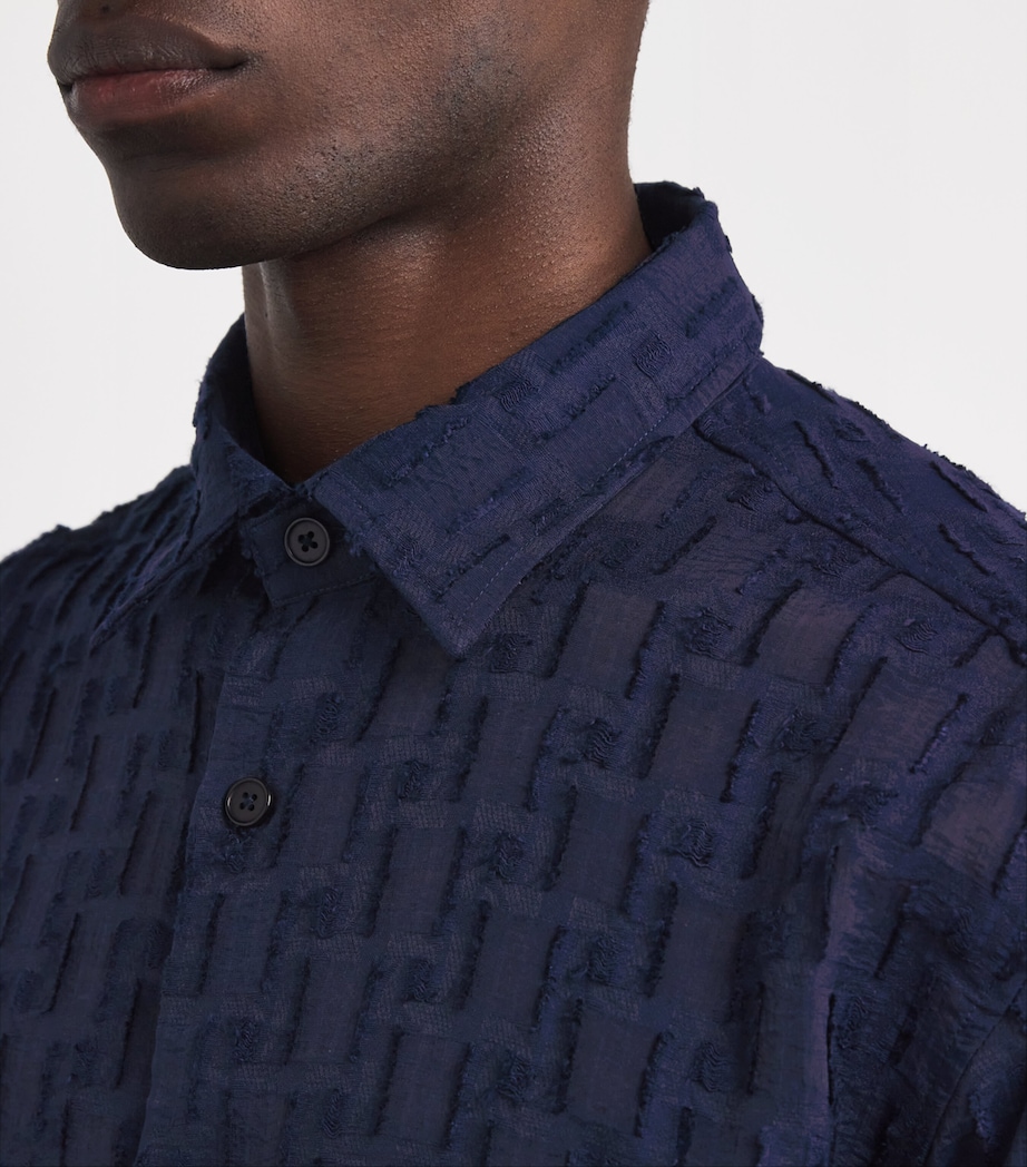 NN.07 Mens Flocked Freddy Shirt Navy Blue Image 6