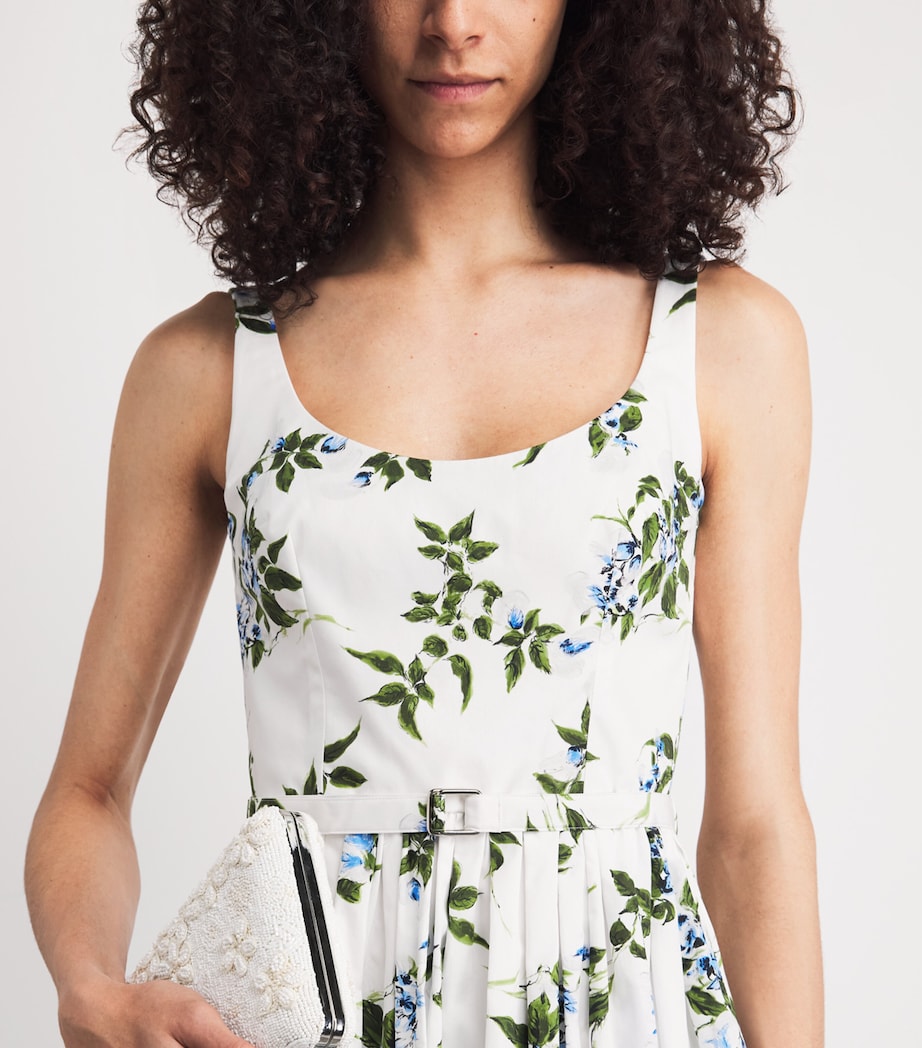 Emilia Wickstead Womens Organic Cotton Eglantine Mini Dress White Lilac Lillies Image 3