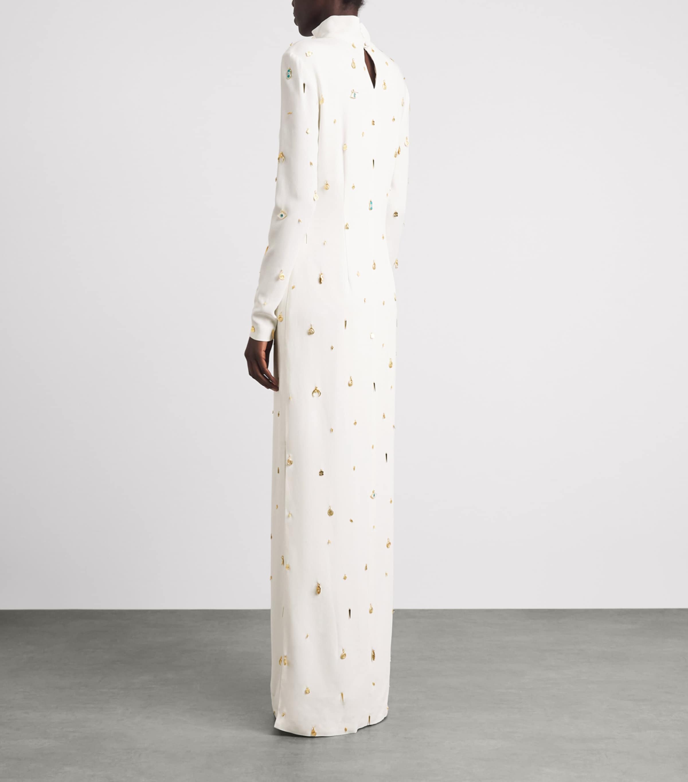 Ziyad Buainain Womens Charm Embellished Gown White Image 4